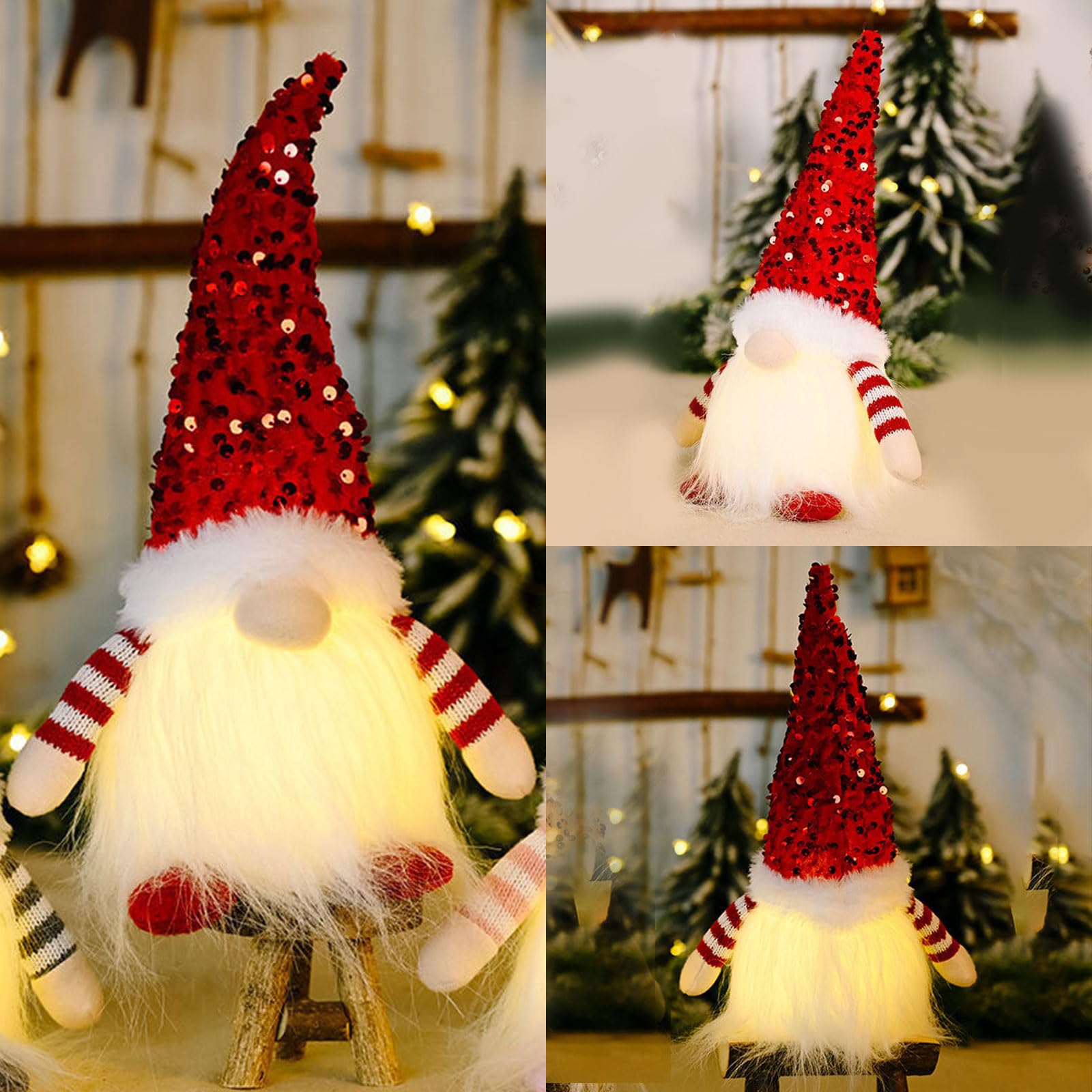 3 PCS Natale Gnomo Bambola con LED Gnomi di Natale Illuminata di Peluche Bambole Senza Volto Mensola da Tavolo di Puntelli per Foto Ornamento,Babbo Decorazioni Natalizia per La Casa Regali di Natale