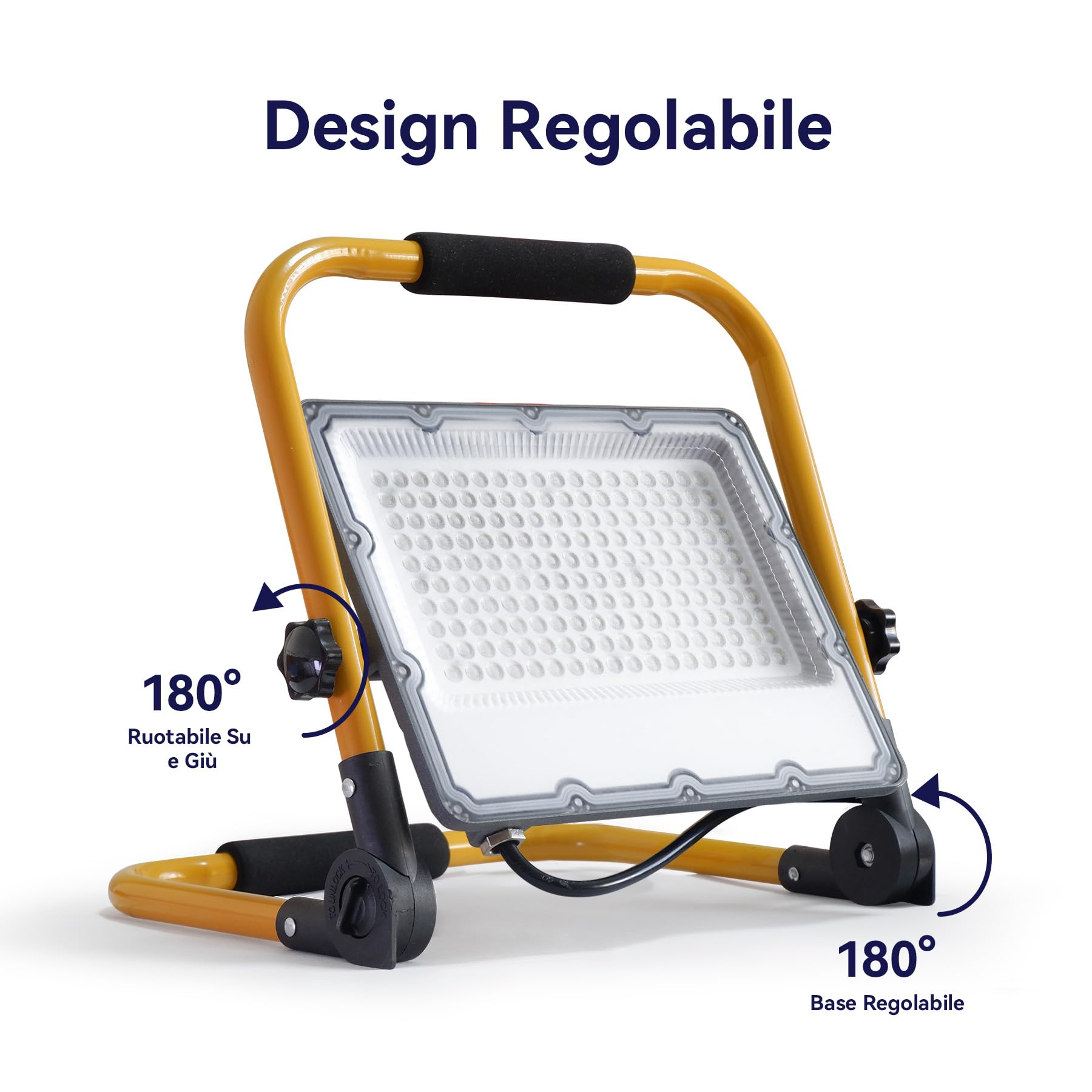 Faretto LED da Cantiere 150W, Portatile Farò LED da Cantiere con Staffa Pieghevole e interruttore impermeabile,4 Metri di Filo,Luce Bianca 6500K,15000 Lumen - Ideale per Edilizia,Officina
