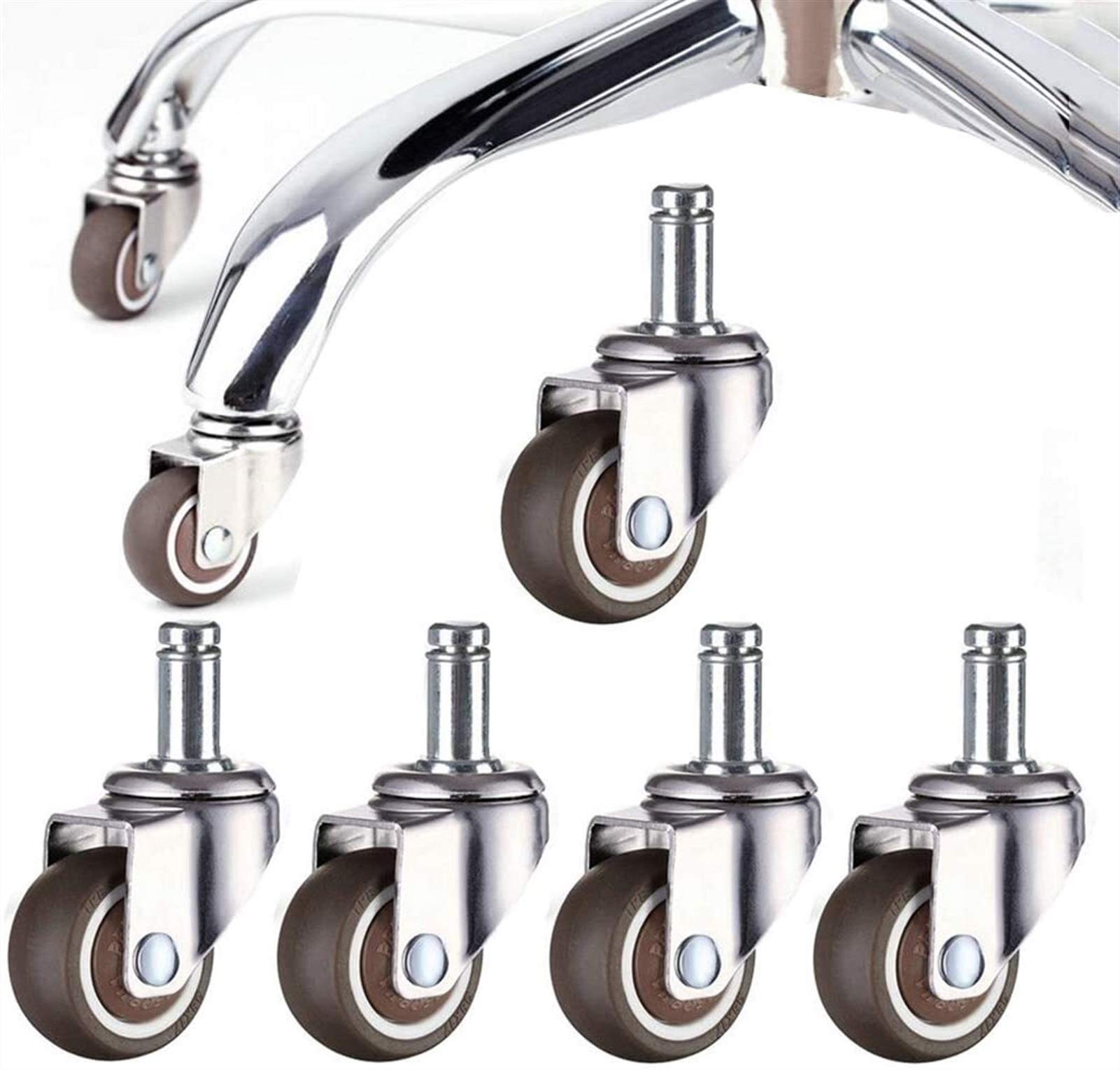 YJYGR Professional Office Chair Caster Wheels 2'' Replacement Office Chair Caster Wheels Set of 5,Protect Your Floor,Quick Quiet Rolling Over The Cables 11mm (Size : Card Spring) (Size : Card Spring)