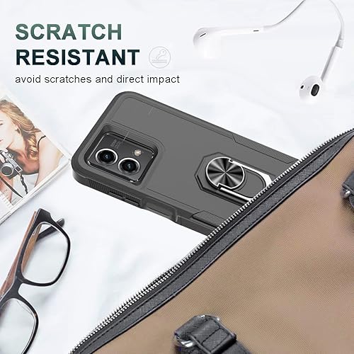 Miniatura 7 de for Motorola G Stylus 5G 2023 Case with Tempered Glass Screen Protector,Heavy-Duty Tough Rugged Phone Case Cover with Ring Holder Kickstand for Moto