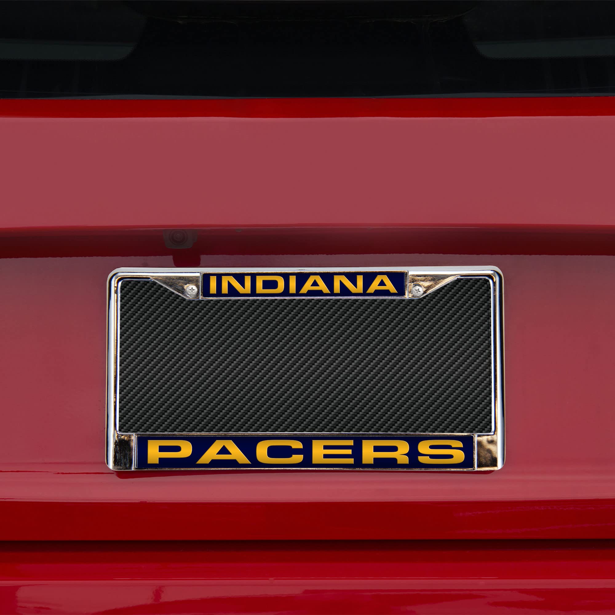 Rico Industries NBA Indiana Pacers - Black Insert Laser Cut Inlaid Standard Chrome License Plate Frame