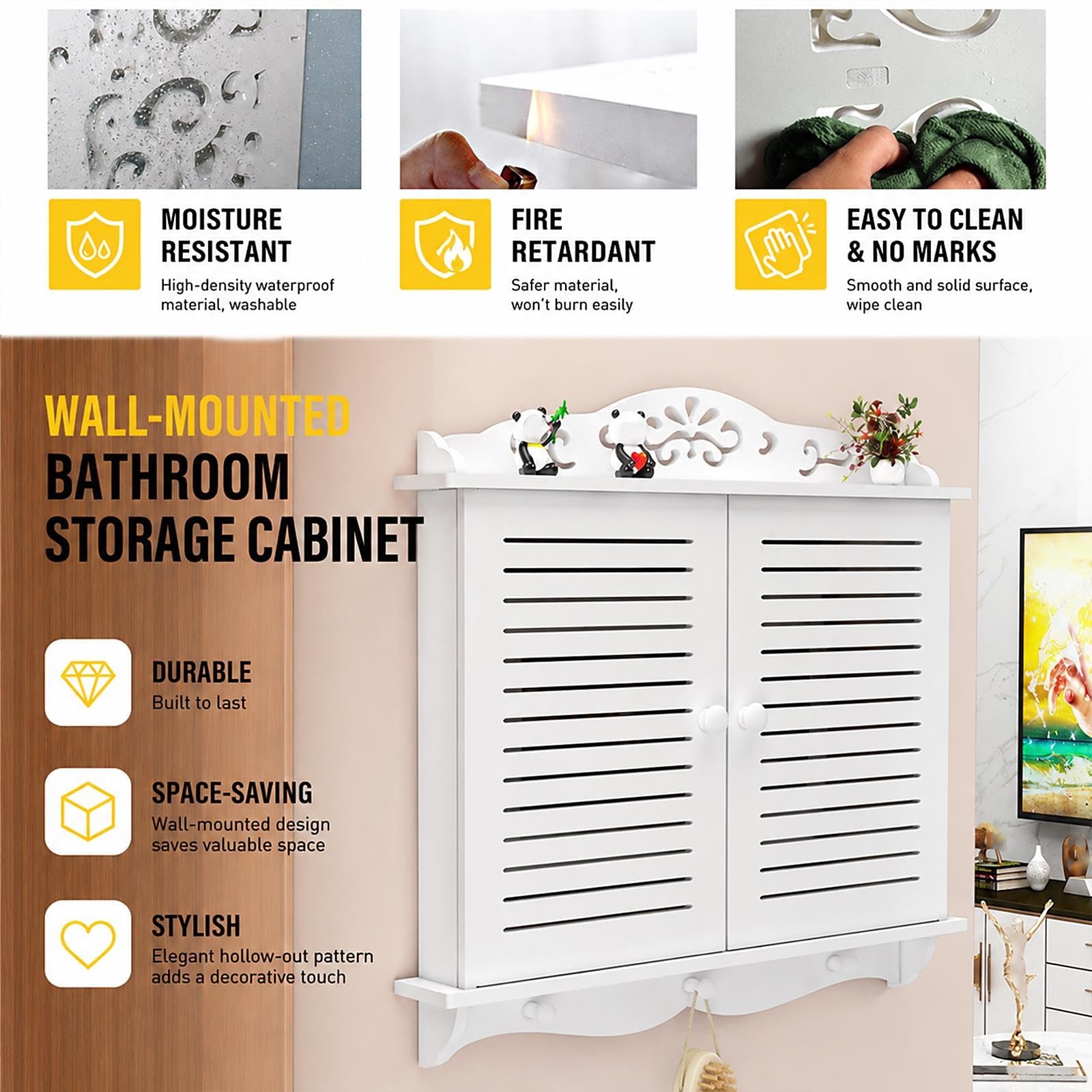 Tapa Contador Luz Decorativa Blanco con Repisa de Almacenamiento
