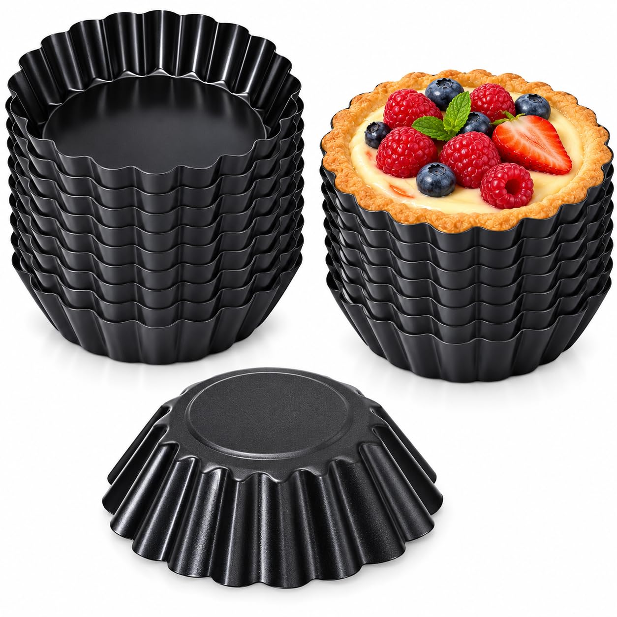 YQGQSUAK 20 Pack 2.95 in Mini Tart Tins, Non-Stick Quiche Tartlet Pans