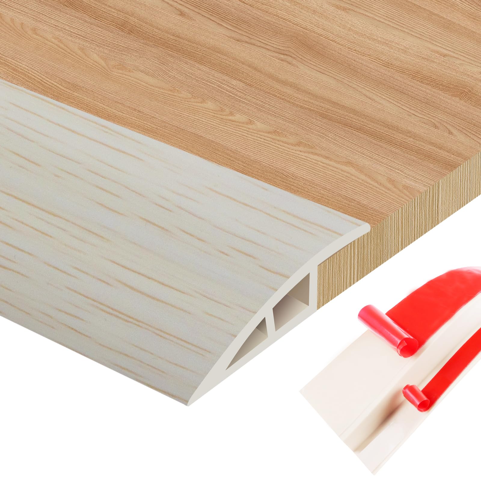 Floor Transition Strips Double Sided Self Adhesive Door Threshold Strips for Doorways, Laminate Threshold for Gaps Carpet Floor Tiles
