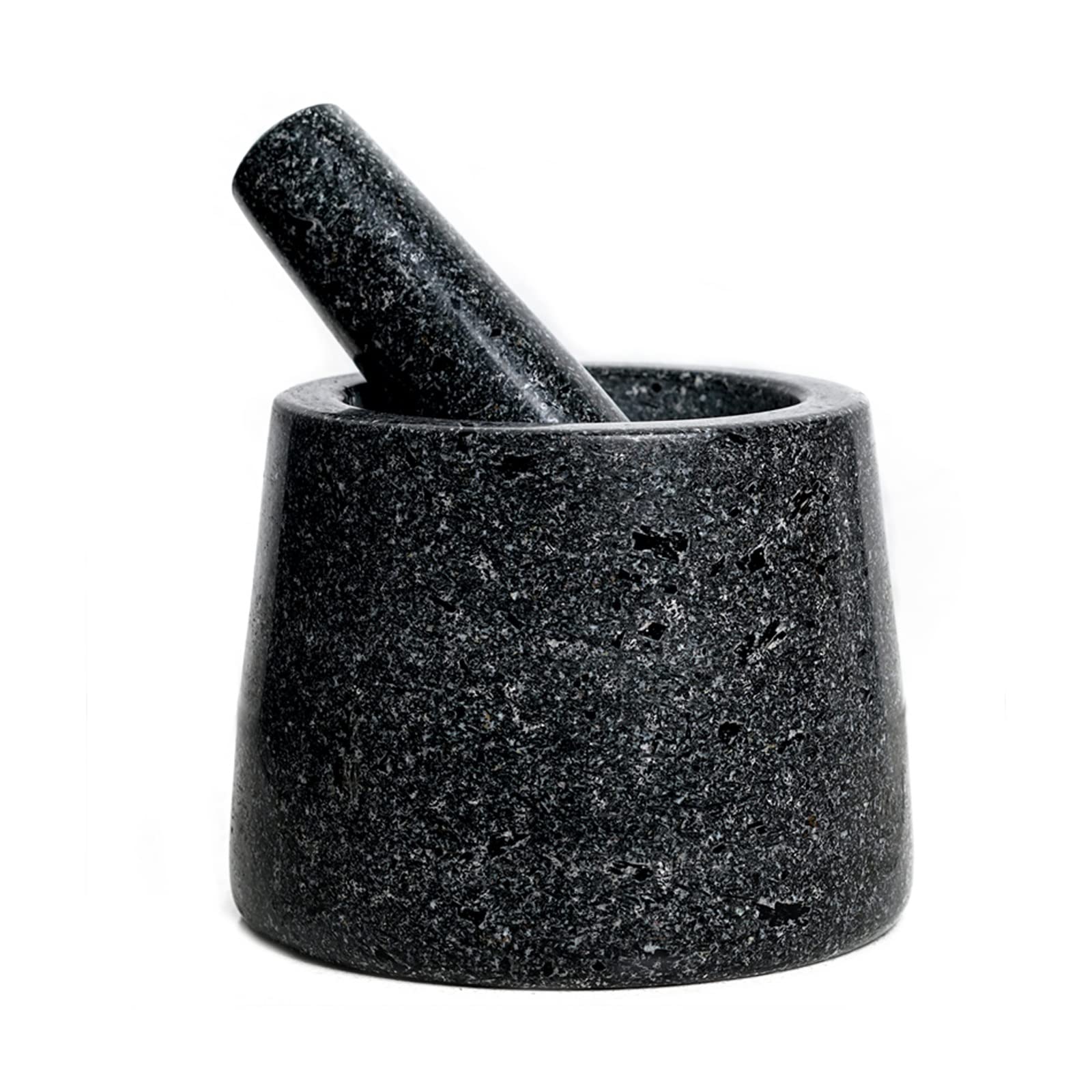 Knoblauchpresse Edelstahl Mörser und Stößel Set 5,5 Zoll Natürlicher Granit Grinder Spice Herb Grinder Pill Crusher Knoblauchzerkleinerer