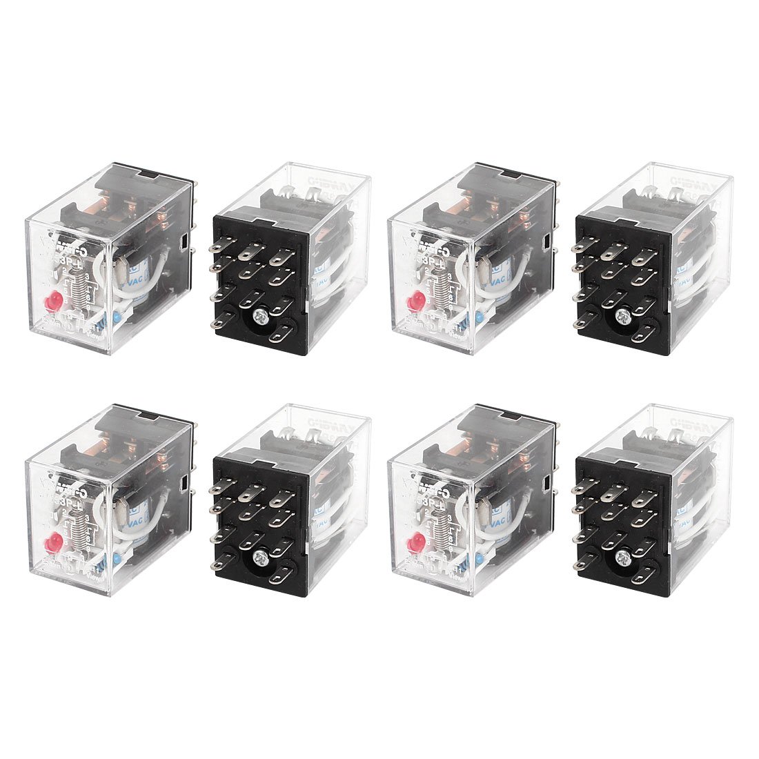 Red LED Indicator Relay 5Pcs AC 110/120V Coil 4PDT 14-Pin Power Relay ...