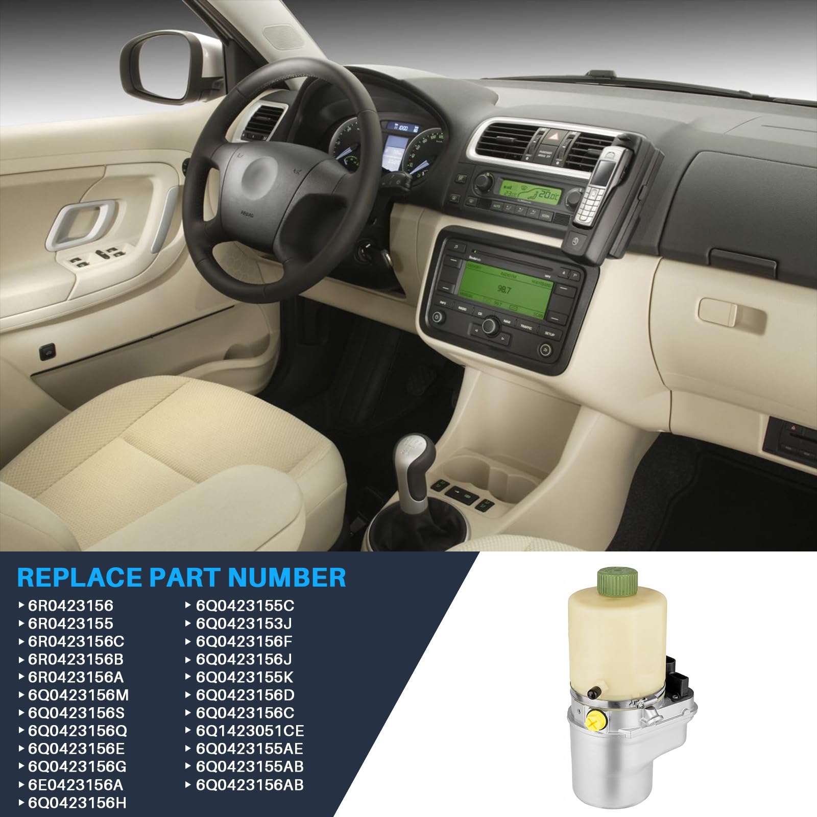 Pompa Servosterzo Compatibile A1 8X1 8XK 8XA 8XF Polo IV V Fabia 6Y2 LUPO I 6X1 6E1 1.0 1.2 1.4 TDI, ricambio per 6Q0423156AB