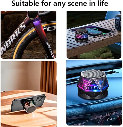 Miniatura 9 de Altavoz Bluetooth, altavoces Bluetooth portátiles con luces, graves mejorados, IPX7 impermeable, Bluetooth 5.3, tiempo de reproducción de 24 horas,