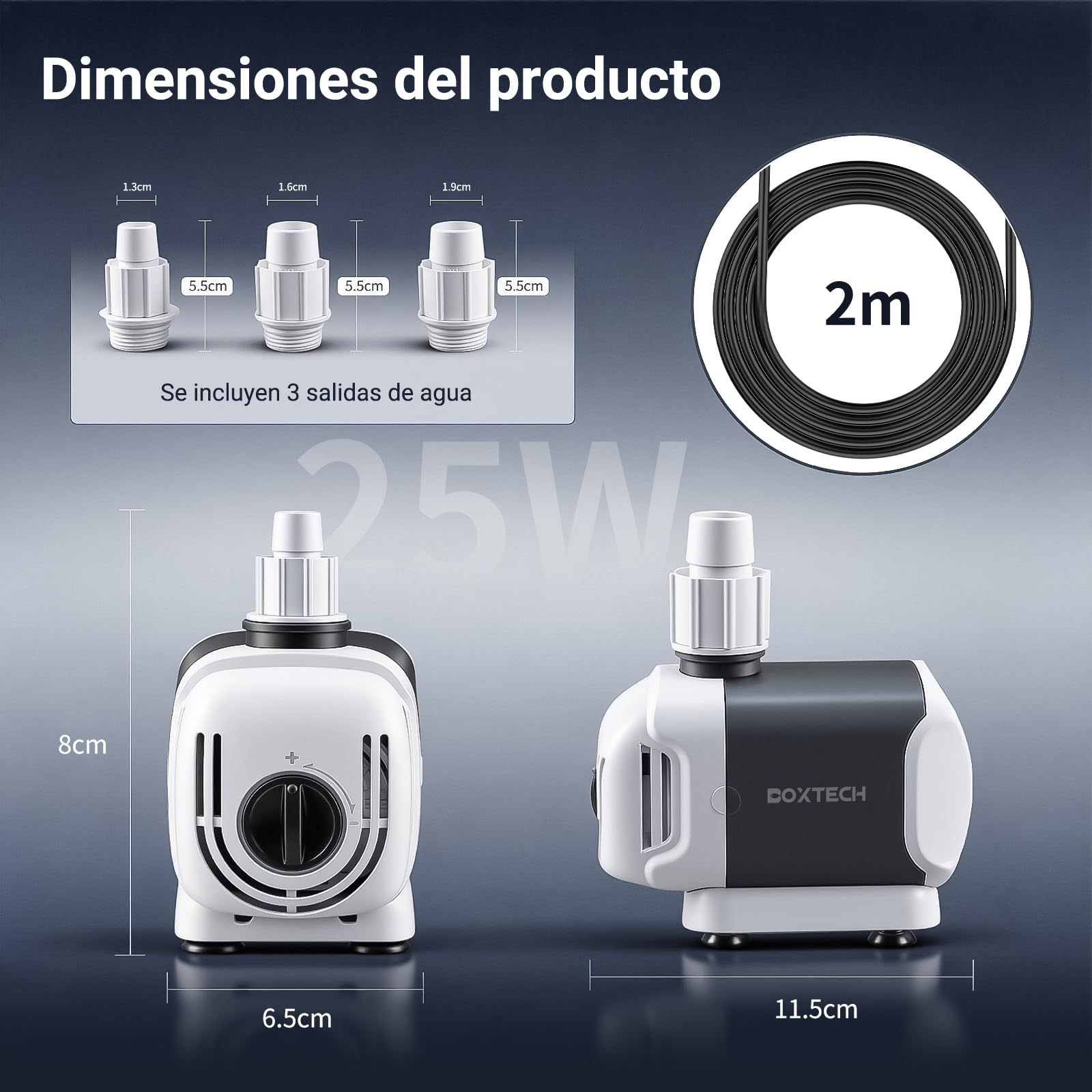 Boxtech Pompa per Acquario 25W 1500 L/H,3-in-1 Albero Ceramica,Albero in Ceramica, Motore in Rame Puro, Risparmio Energetico per Acquario Medio Laghetto Giardino