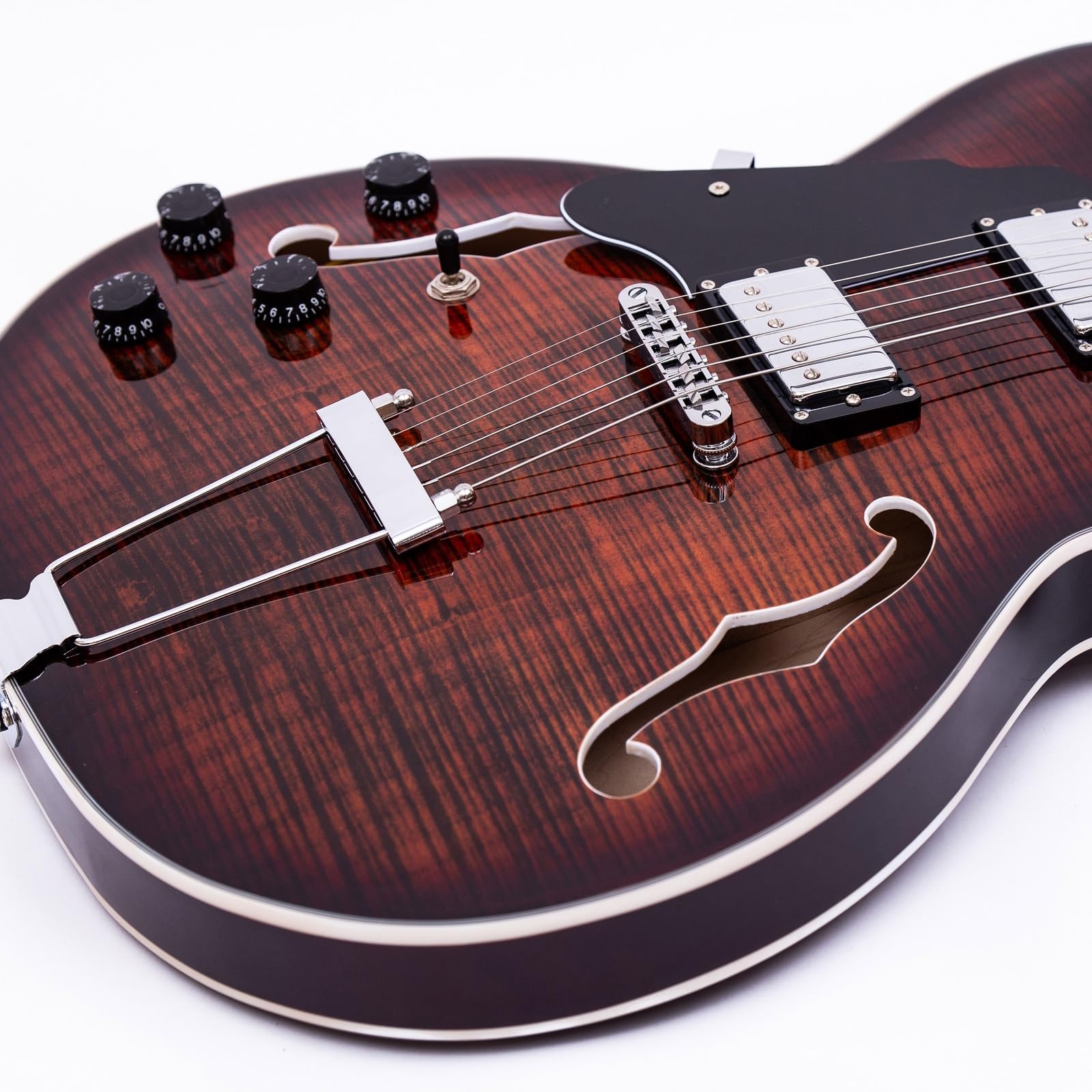 Practica Jugando Guitarra Eléctrica Guitarra Eléctrica Para Zurdos De Jazz 6 Cuerdas Puente Cola Cuerpo Semihueco Actuación Profesional(Type 1)