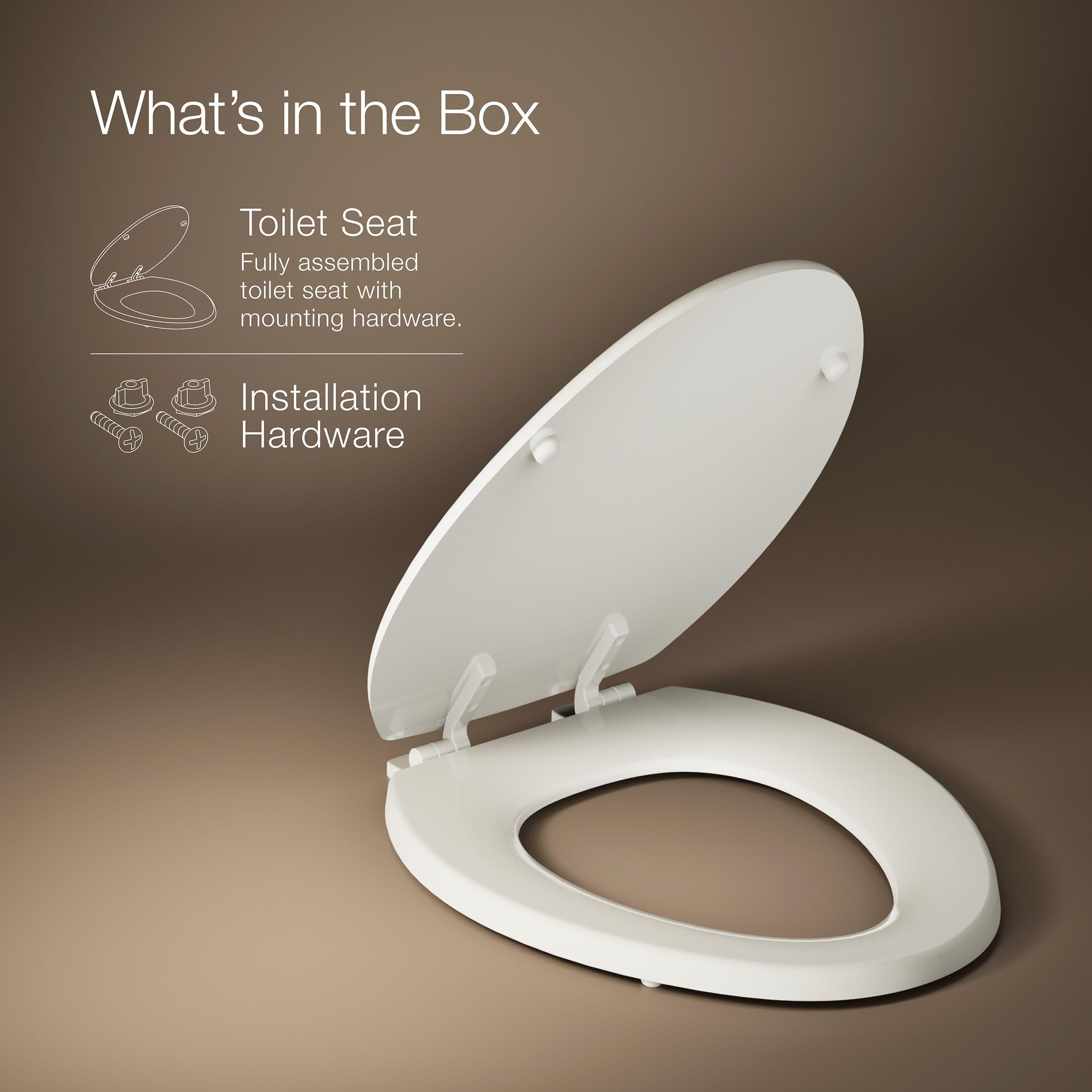 KOHLER Lunette WC allongée en bois moulé avec charnières en plastique de couleur assortie K-4647-96 Biscuit