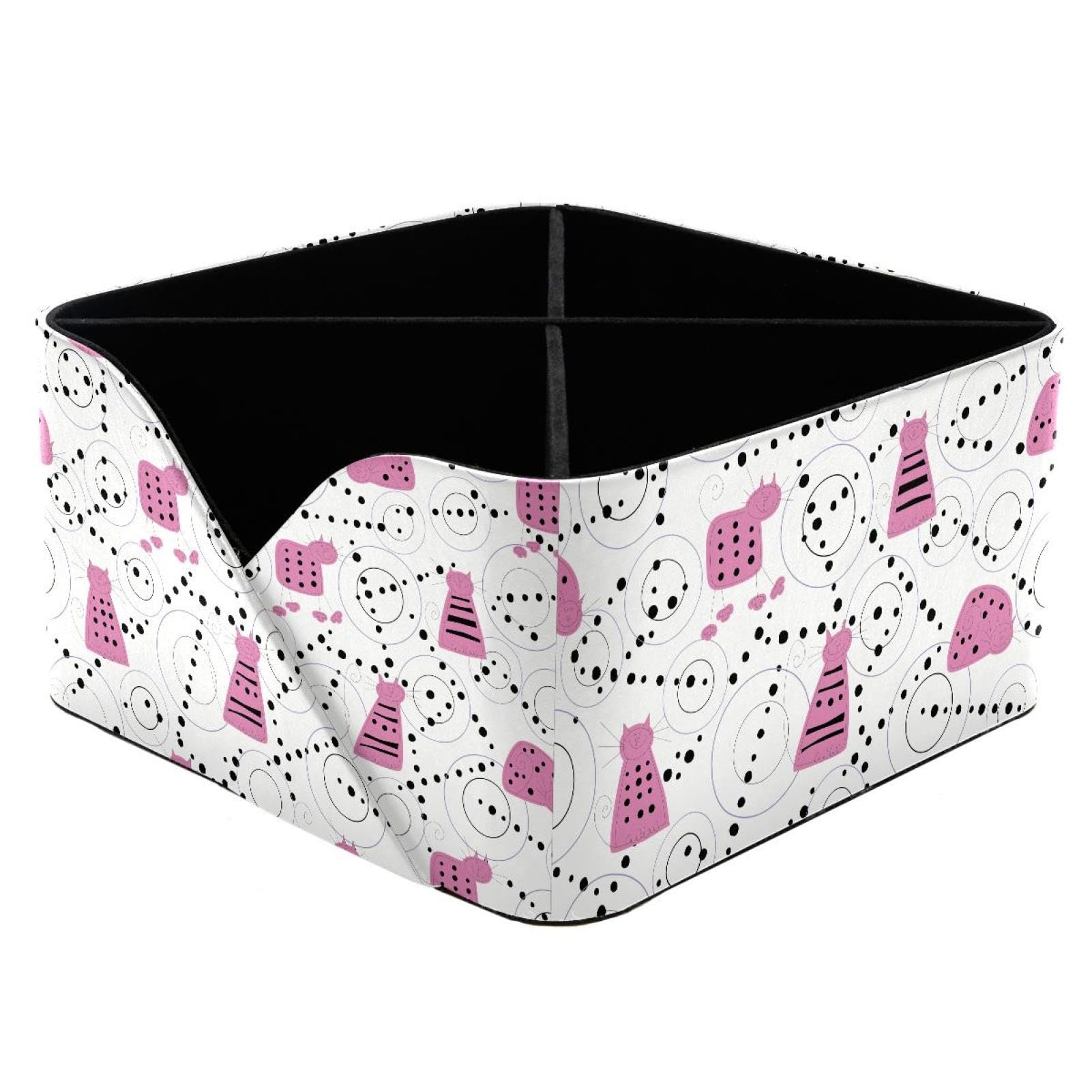KengjuTesu Cute Cat Point Circle Desktop Organizer Pen Holder, Rectangular Pencil Cup for Office, Study and Makeup Stations
