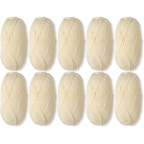 Knit Picks Wool of The Andes Yarn Pack - 10 Skeins of Natural 100% Wool Worsted Weight Yarn (Cloud)