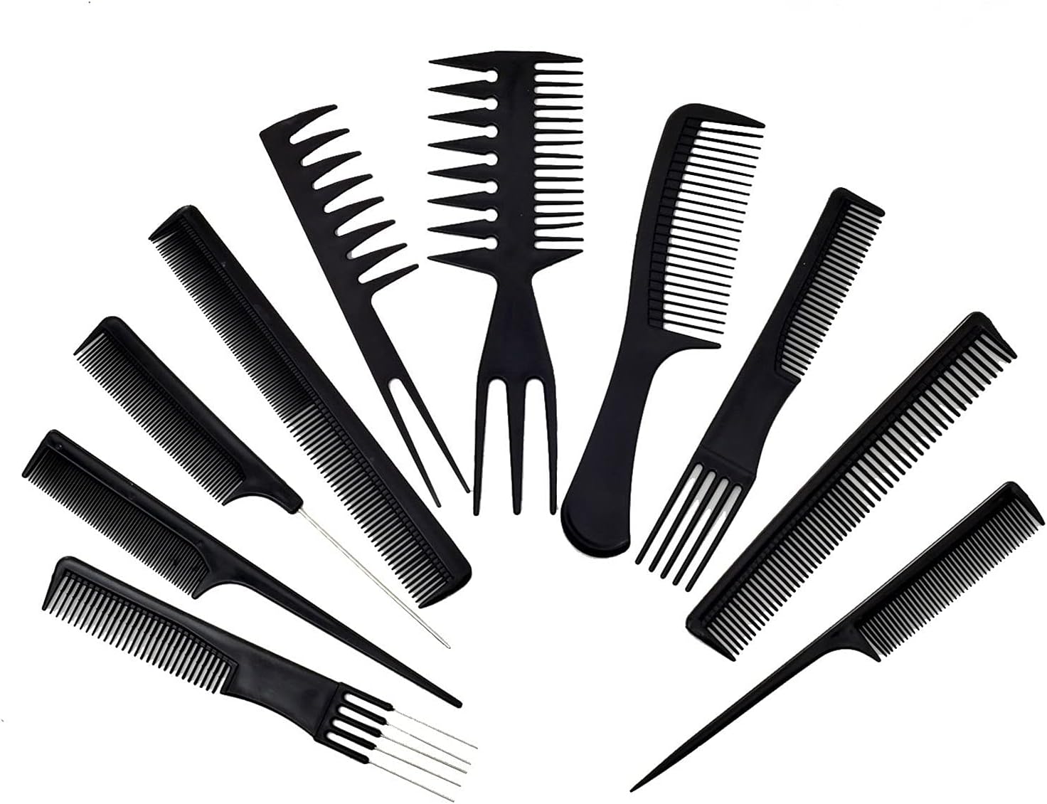 Styler Professional Hair Styling (Black) -Comb Set Pack of 10