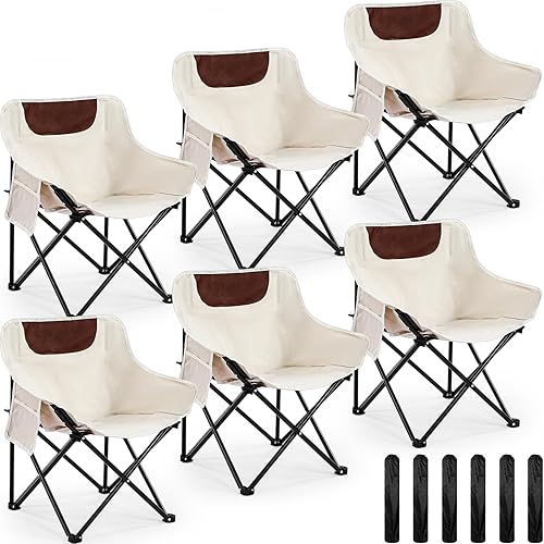 Paquete de 6 sillas de camping portátiles, sillas de campamento plegables ligeras, sillas compactas para mochileros con bolsa de almacenamiento,