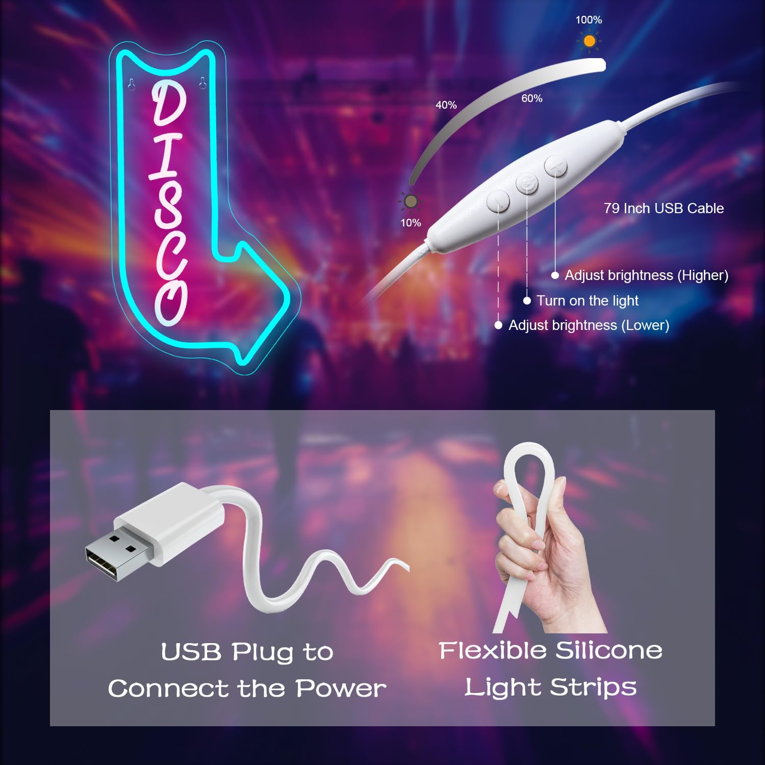 Looklight Różowa Strzałka Neonowy Znak Świetlny, Znak LED, Neonowe Znaki do Dekoracji Ścian, Światło LED do Dyskoteki, Sypialni, Baru, Klubu, Imprezy, Wystrój Retro, 23,5 x 42 cm