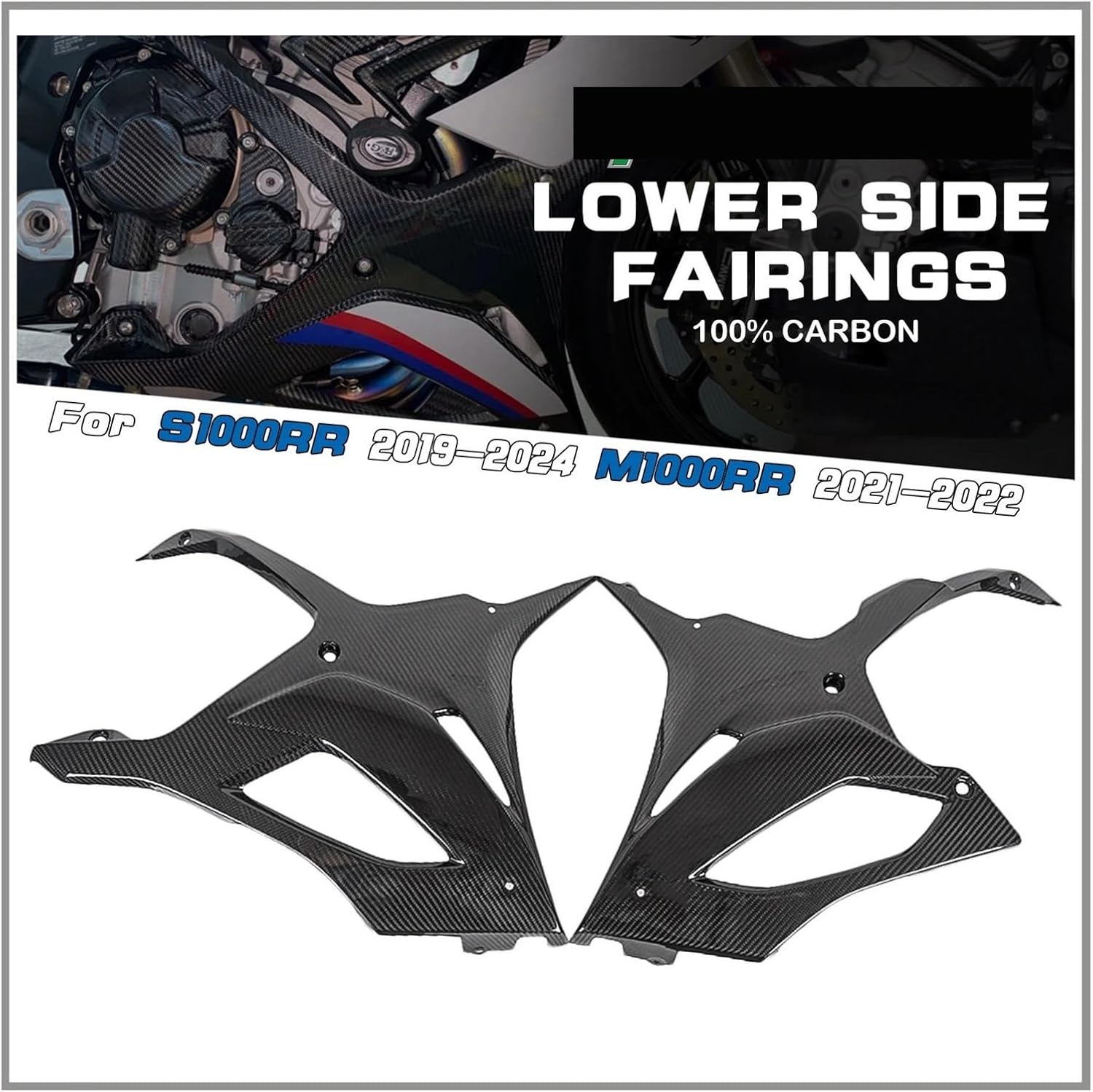 for BMW S1000RR S1000 RR 2019 2020 2021 Carbon Fiber Belly Pan Fairings Side Protection Cover Motorcycle Modification(Matt Twill)