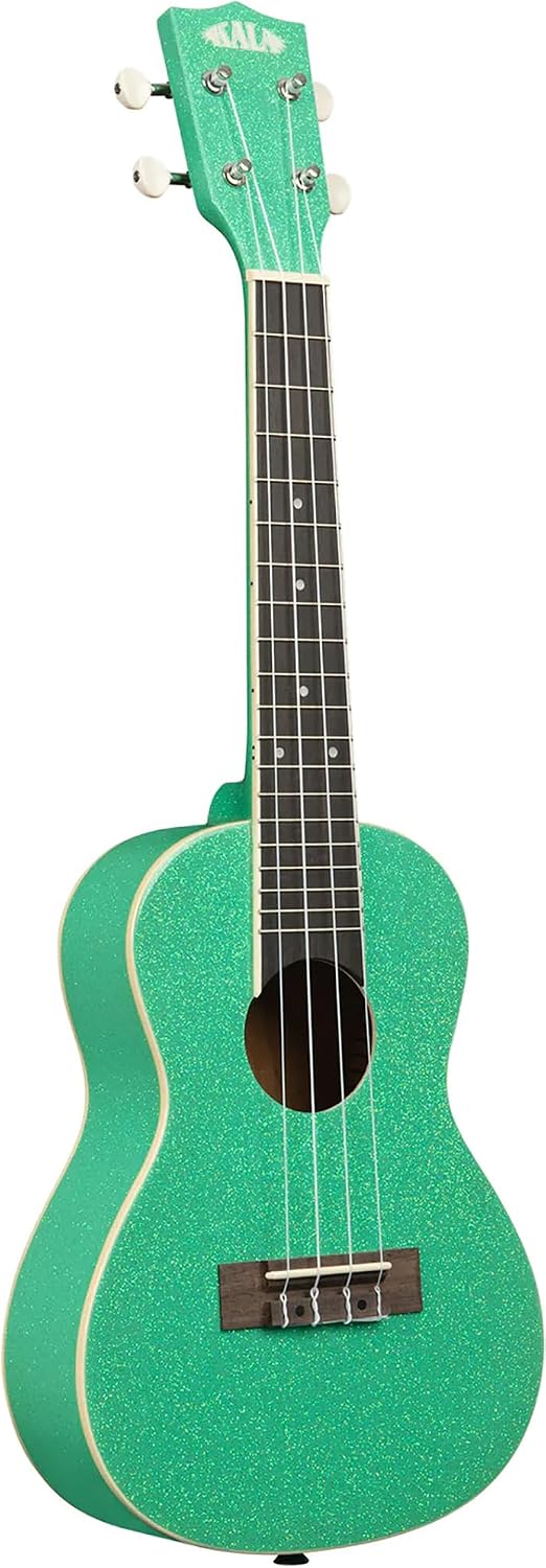 Kala KA-SPRK-GREEN Gatsby Green Sparkle Concert Ukulele Bundle with Case, Tuner, Aquila Strings, Strap, Austin Bazaar Instructional DVD, and Polishing Cloth