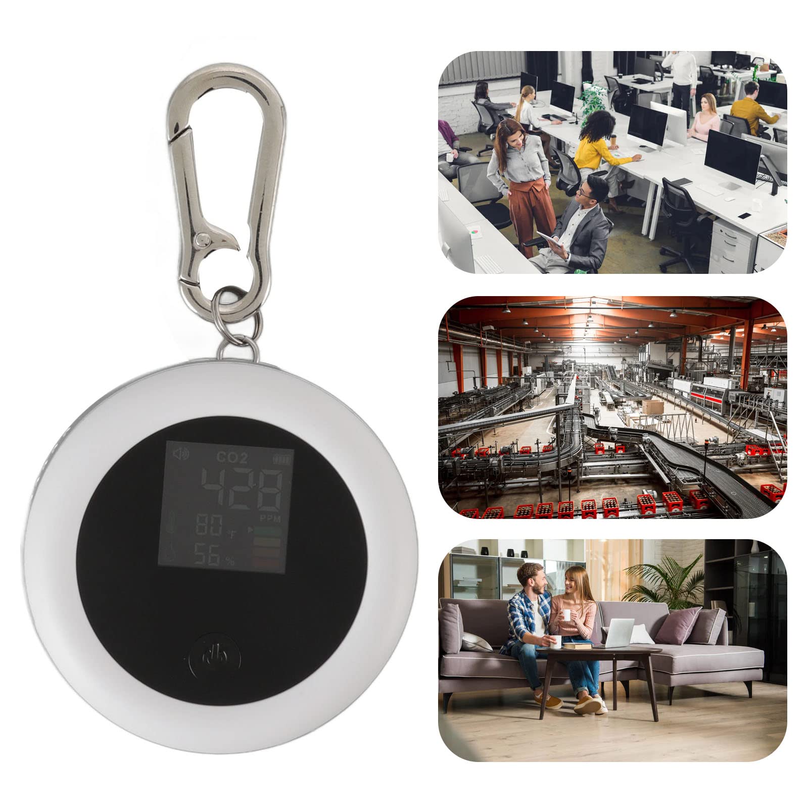 Mini Detector de CO2, Pantalla LCD Portátil 3 en 1, Analizador de Aire de Temperatura y Humedad para el Hogar, Escuela, Oficina, Turismo, Interior y Exterior