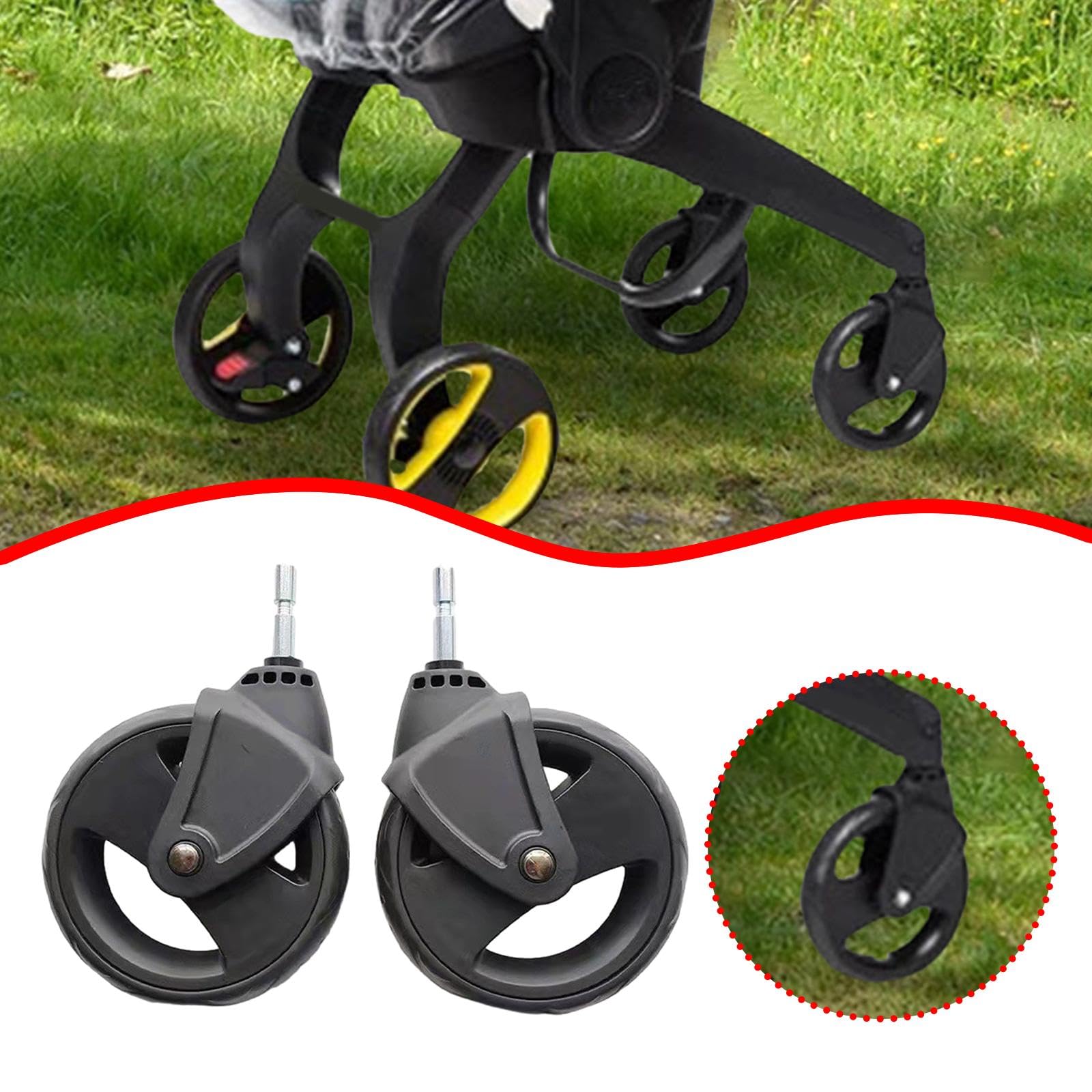 F Fityle 2 Pezzi Ruote in PU per Passeggini, Ruota di Ricambio Diametro 13,5 Cm per Carrozzina, Accessori di Ricambio per Essere Compatibili con La Maggior Parte dei Carrelli per Bambini