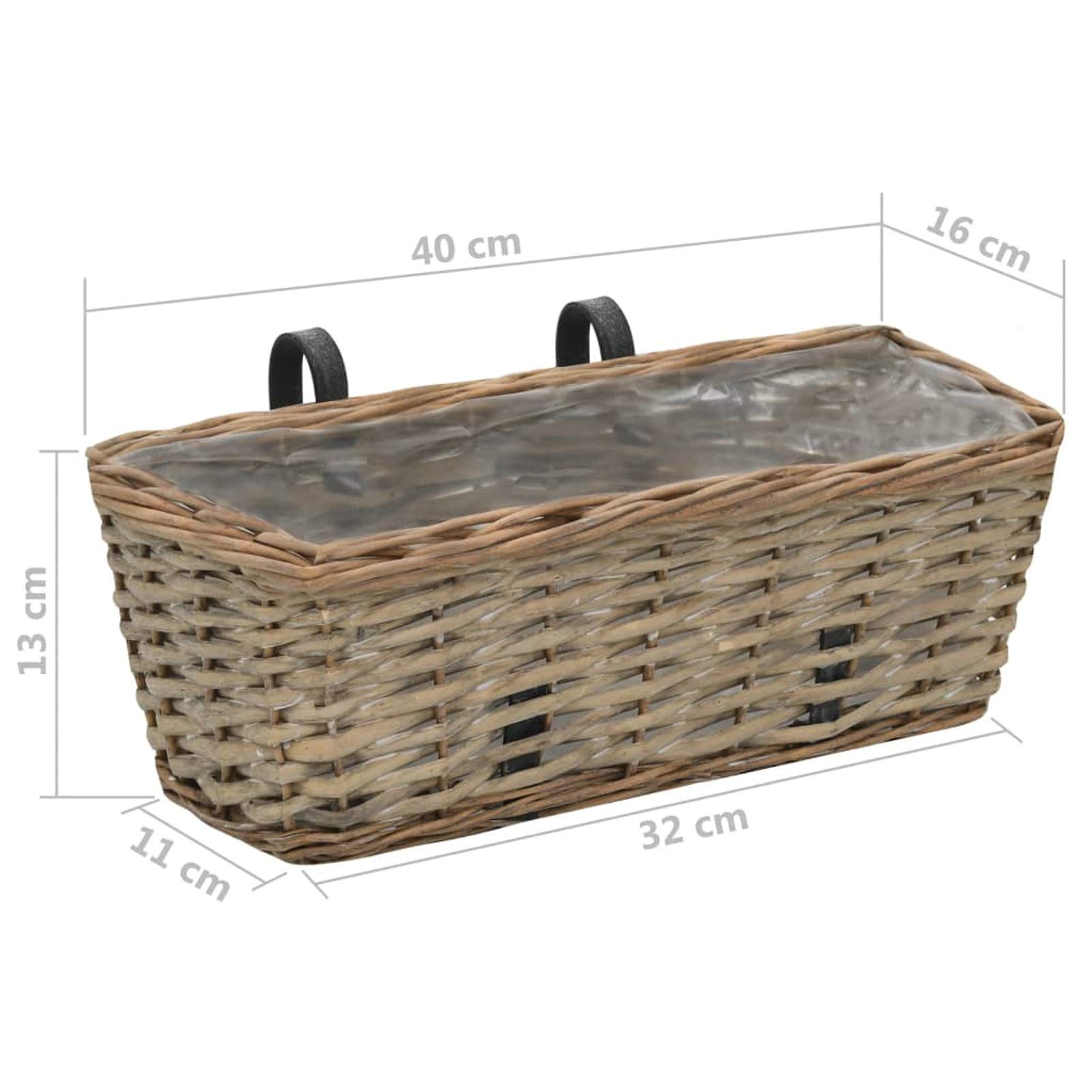 Jardinera de balcón con Forro PE 40 cm 2 Unidades, Macetas Exterior, Jardineras Exterior, Raised Bed, Jardinera Balcon, Macetas Balcon - 246828