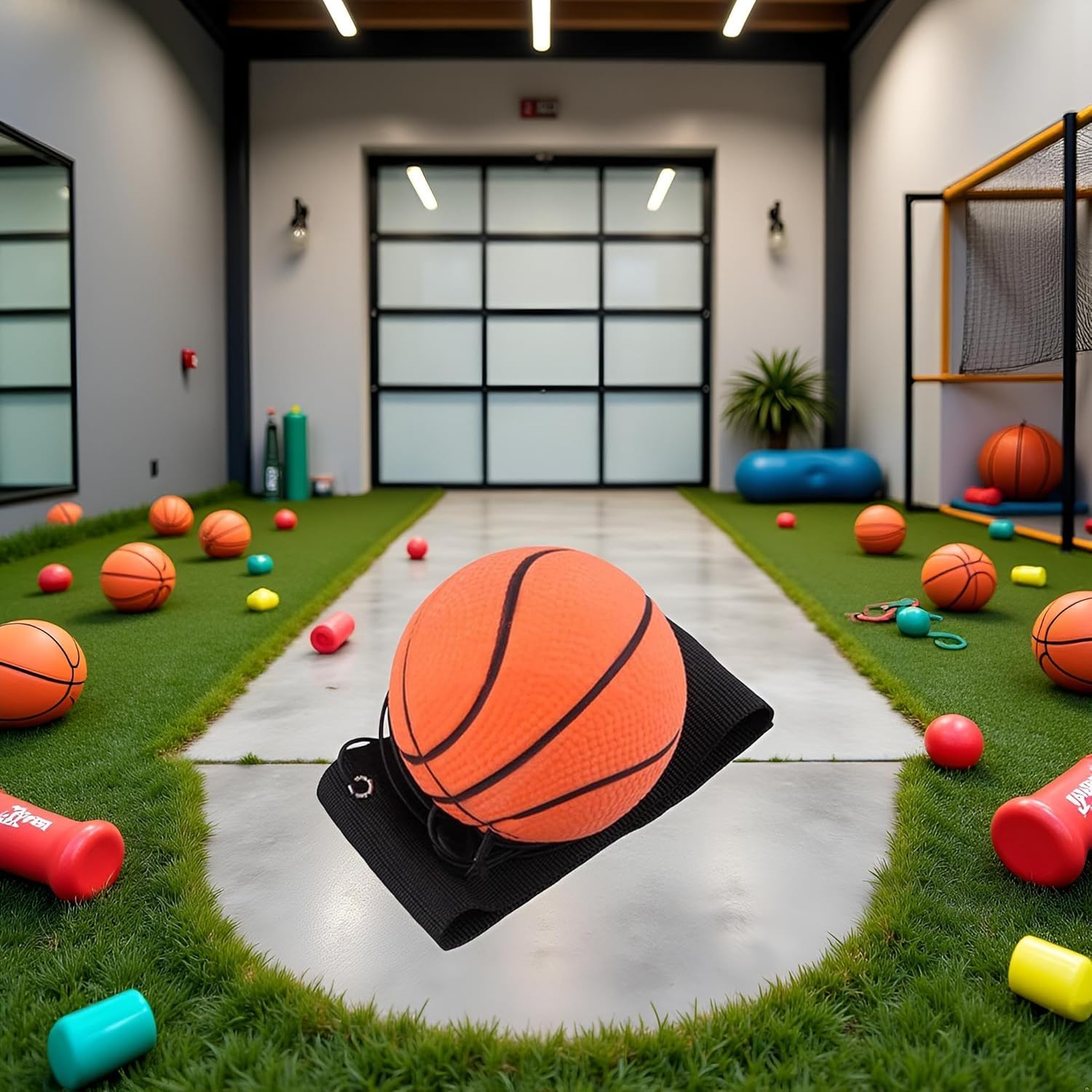 Ballon de basket-ball de poignet de rebond de 6,9 cm - Balles de rebond en caoutchouc sur cordon élastique pour exercices du poignet ou vitesse de jeu
