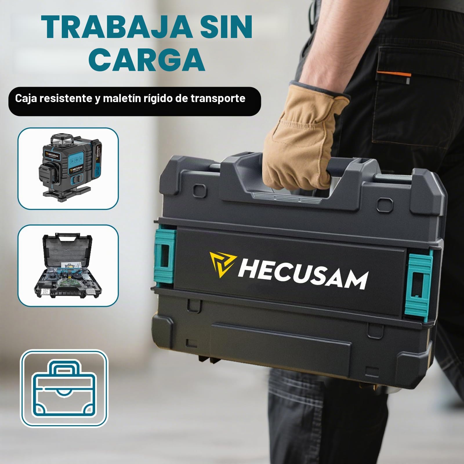 Nivel Laser Con Tripode, Nivel Laser Autonivelante 4 X 360 Grados, Laser Verde Sin Interrupciones Con Giratorio Ventana 360, BateríA 2×4800 mAh, Grado IP54 Para Construcción, Baldosas