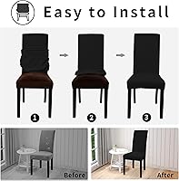 Vista 6 de Easy-Going Juego de 6 fundas 100% impermeables para sillas de comedor, diseño jacquard elástico, extraíble y lavable, protector de silla