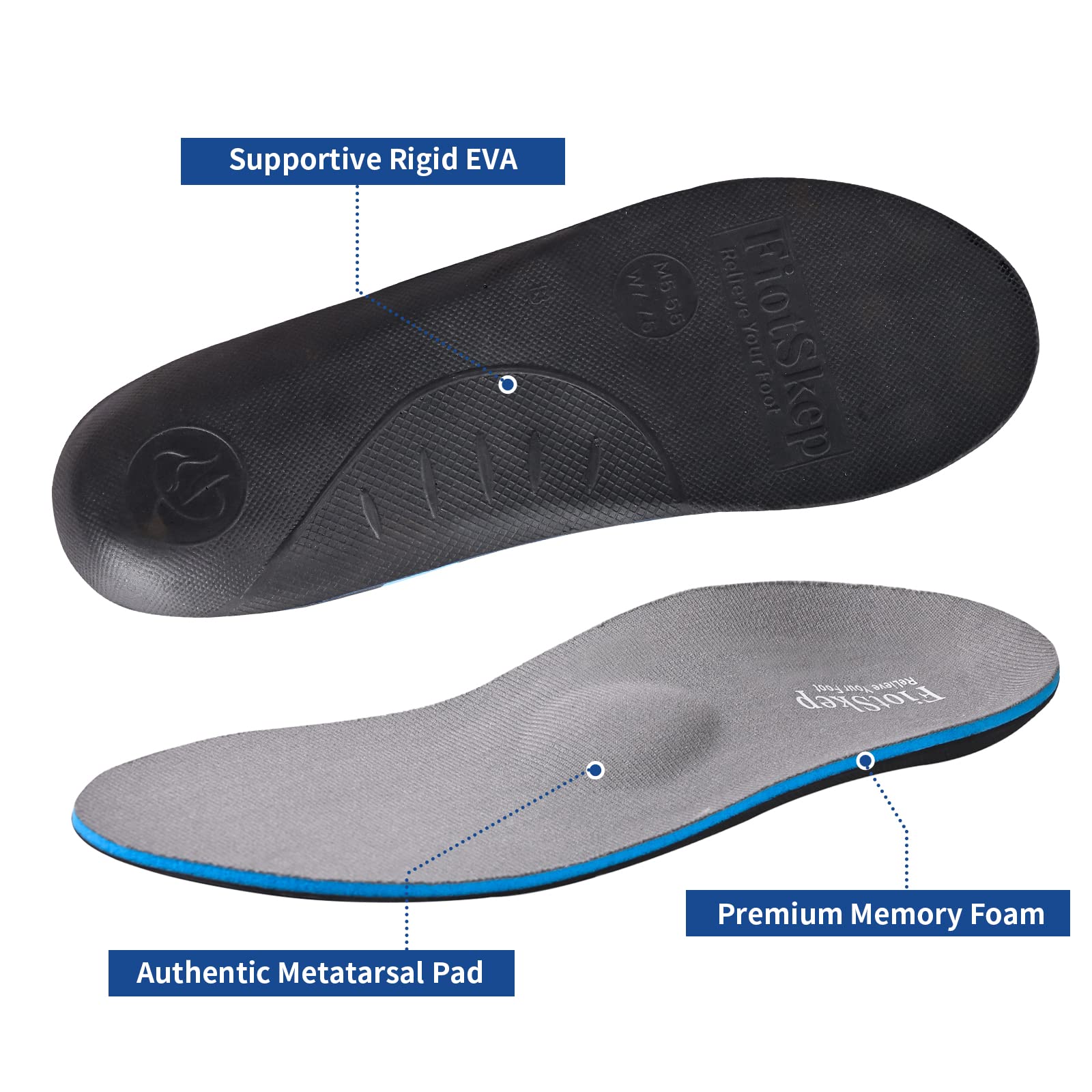 Plantare per il metatarso dell'arco plantare per neuroma di Morton, inserti per dolore alla pianta del piede, fascite plantare, piedi piatti, in memory foam, assorbimento degli urti, sollievo