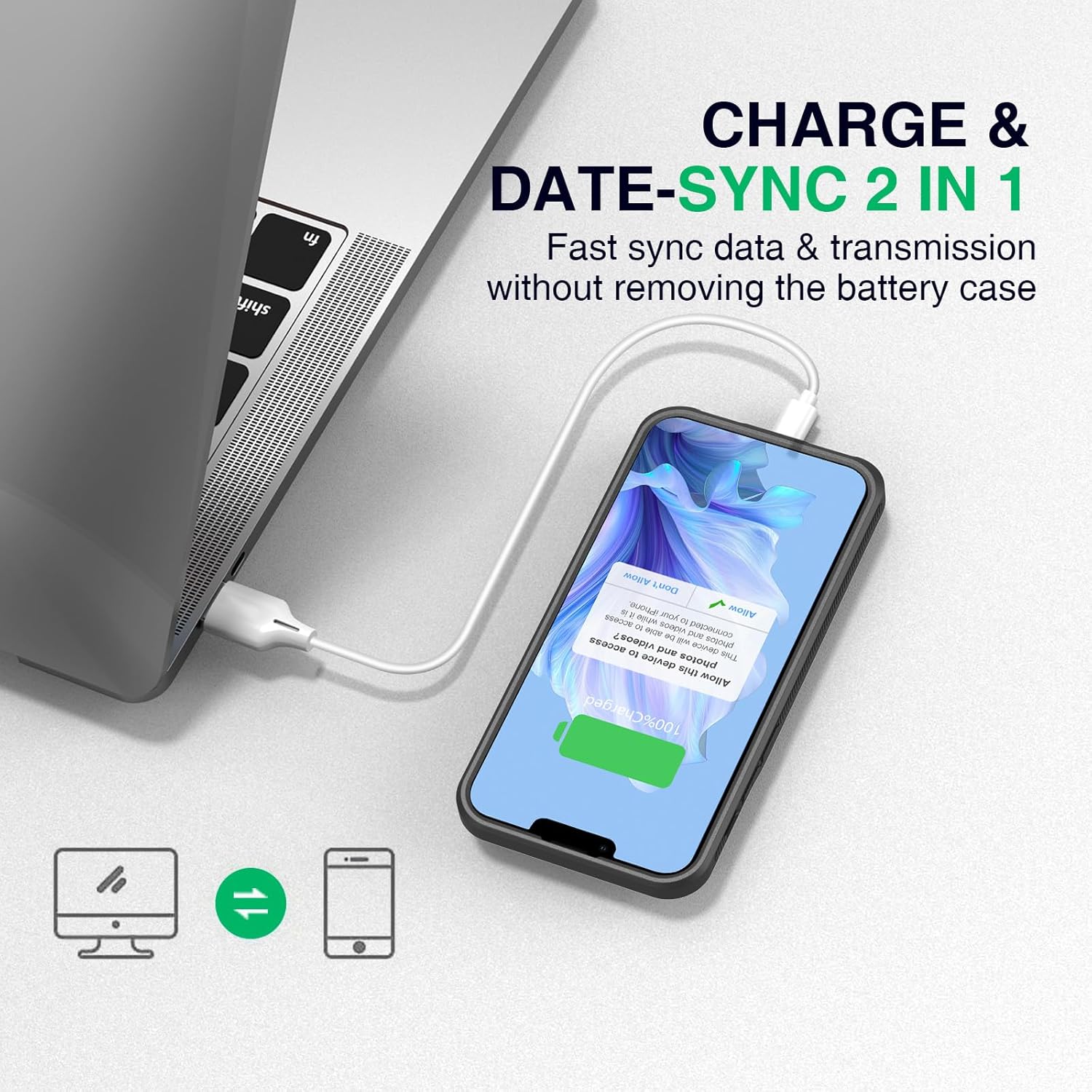 Battery Case for iPhone 14 Pro Max/14 Plus/13 Pro Max/12 Pro Max, Rechargeable Case Charger Soft TPU Anti-Slip Slim 8000mAh 15W Fast Charging Juice Box for 12/13/14 Pro Max/14 Plus 6.7inch-Black