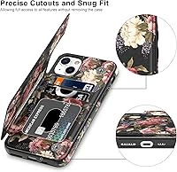 Vista 164 de LETO para iPhone 15 Pro Funda tipo cartera - Tapa tipo folio con patada - Diseños de moda - Tarjetero - Funda protectora para mujeres y niñas - 6.1