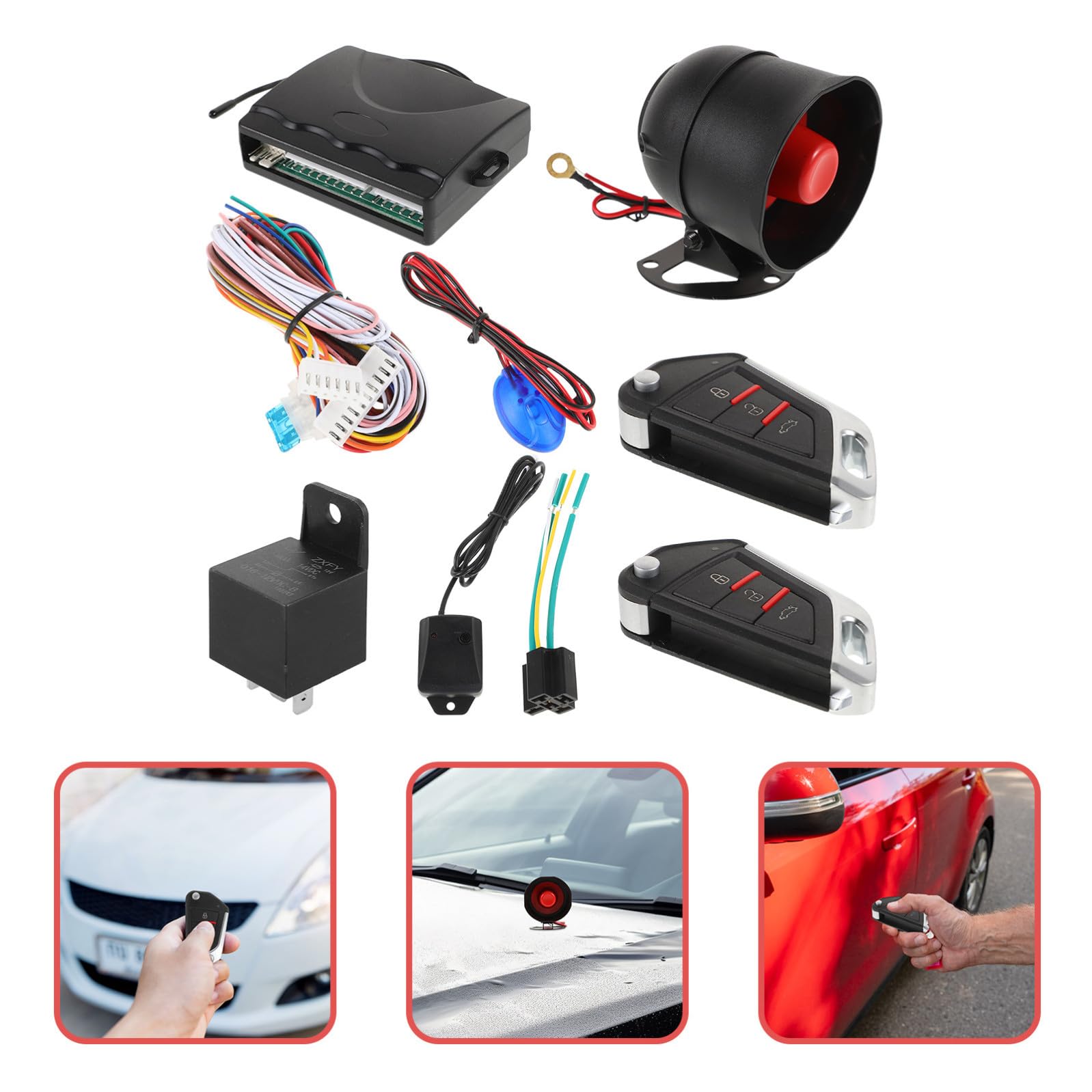SHINEOFI Allarme Antifurto per Auto Design User-friendly in Plastico e Metallo con Chiusura Centralizzata e Telecomando Kit per Veicoli e Automobili