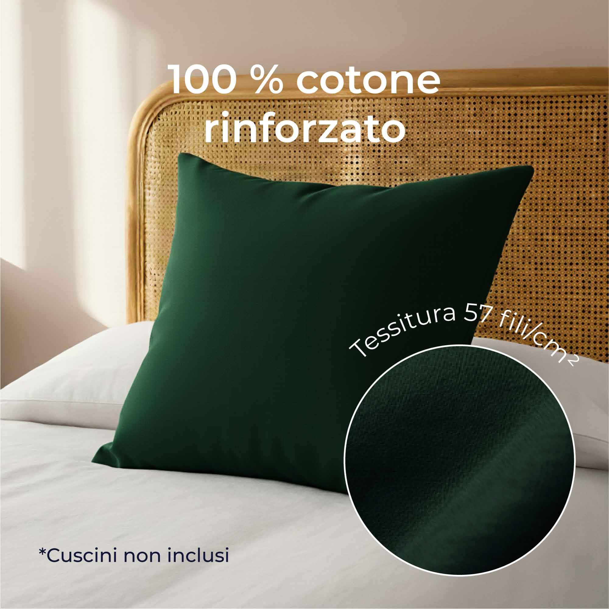 Federe 40x40 Cotone Rinforzato (Set da 2) - Verde - Trama Fitta a 57 Fili/cm² - Federe Cuscini 40x40 cm - Federe Cuscino 40x40 Certificate Oeko Tex - Dreamzie