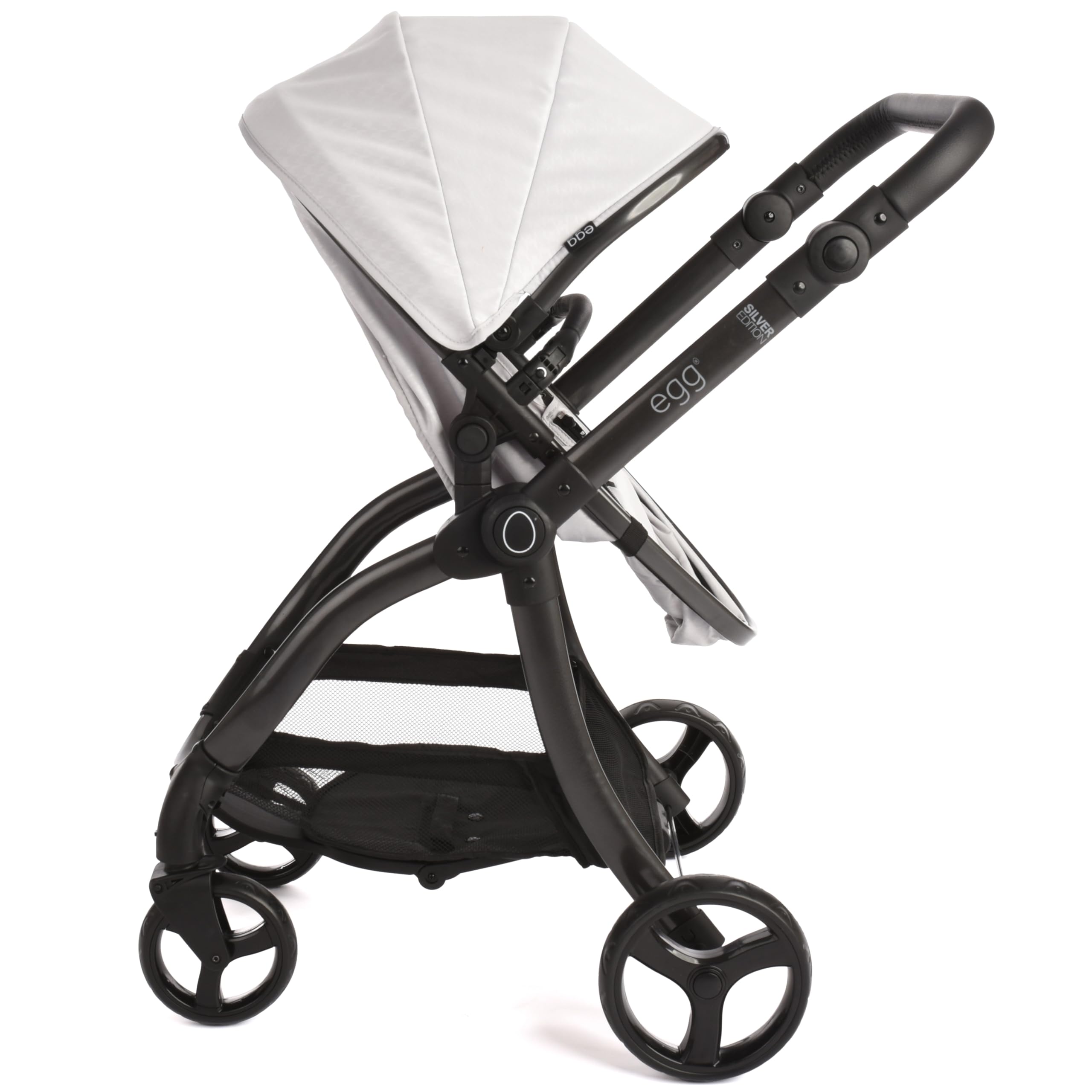Roma egg 2 in 1 Baby Spielzeug Puppen Kinderwagen - Hahnentritt Silber Spielzeug Kinderwagen mit verstellbarem Griff, Kakao-Kunstleder, 3-Punkt-Gurt, Leichter Rahmen, Perfekt für Reborns & Teddies