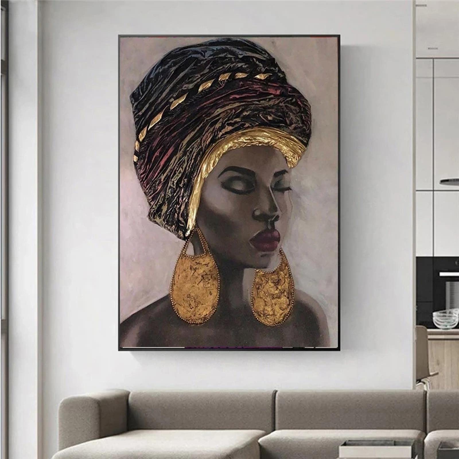 Czarna afrykańska kobieta sztuka obrazy na płótnie nowoczesny plakat i wydruki sztuka ścienna obraz do salonu dom dekoracja ścienna 70 x 100 cm bez ramy