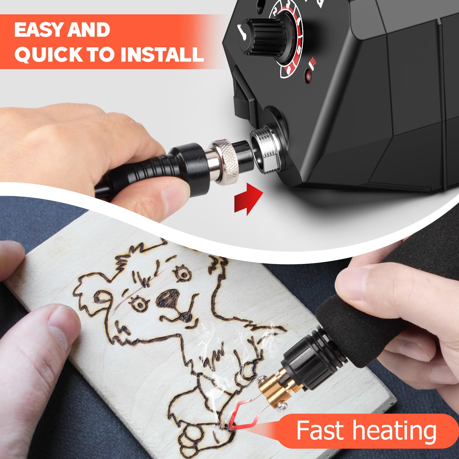 Preciva Kit Pirografo a Legna da 30W con Controllo della Temperatura, 20 Punte, Temperatura Regolabile da 250 a 750°C, Ideale per Intagliare Legno, Cuoio e Zucche ecc.
