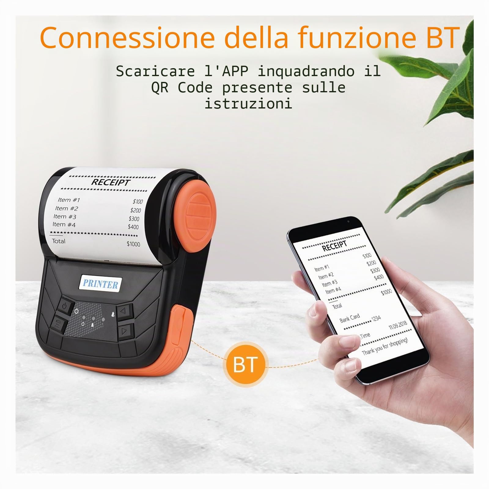 Stampante Termica per Etichette MTP-3 Stampante for Ricevute Portatile da 80 Mm Stampante Termica Bluetooth Wireless Stampante for Fatture Mobile Comando di Stampa ESC/POS for Il Negozio