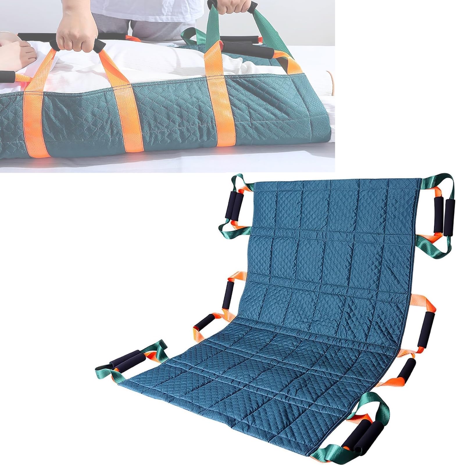 Imbracatura per trasferimento paziente, in tessuto Oxford trapuntato resistente, con 12 maniglie, supporta fino a 113,4 kg, per pazienti costretti a letto