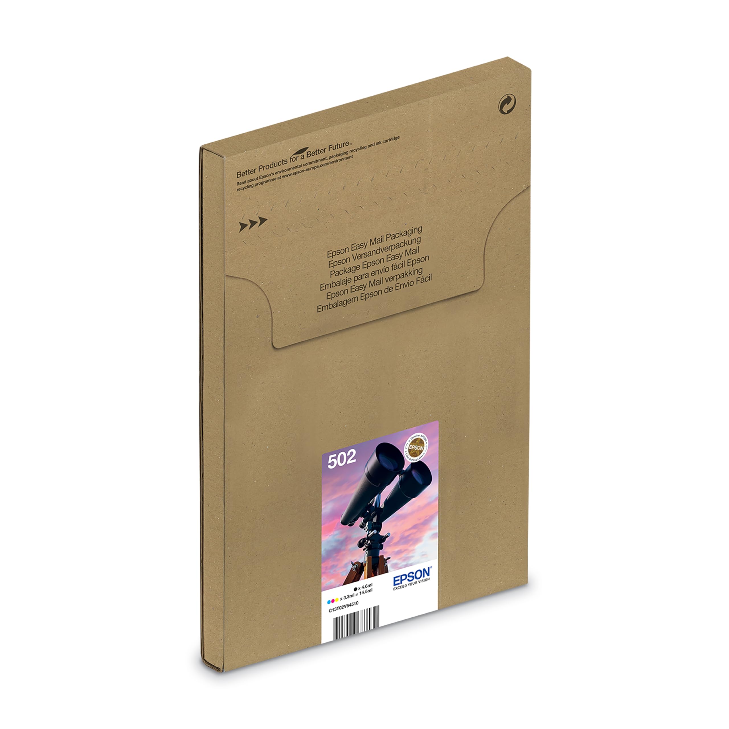 Epson Original 502 Tinte Fernglas Multipack 4-farbig Standard, XP-5100 XP-5105 XP-5150 XP-5155 WF-2860DWF WF-2865DWF WF-2880DWF WF-2885DWF, EasyMail, ReadyPrint Flex-Tintentarife