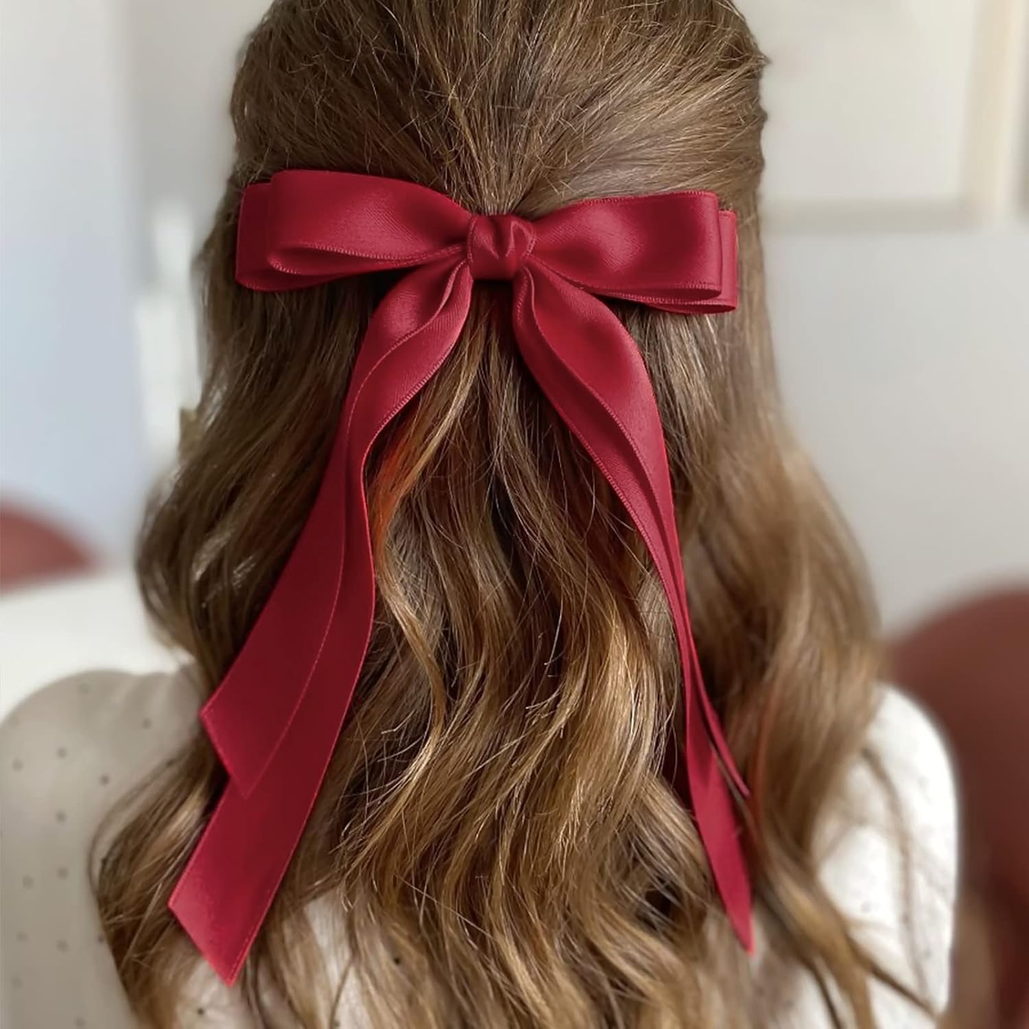 Red Burgundy Ribbon 20mm for Gift Wrapping 22m, Wine Red Ribbon Polyester Satin Ribbon for Gift Wrapping, Hair Bows, DIY Sewing Project, Xmas Valentine Bridal Bouquets, Wedding Car Decoration