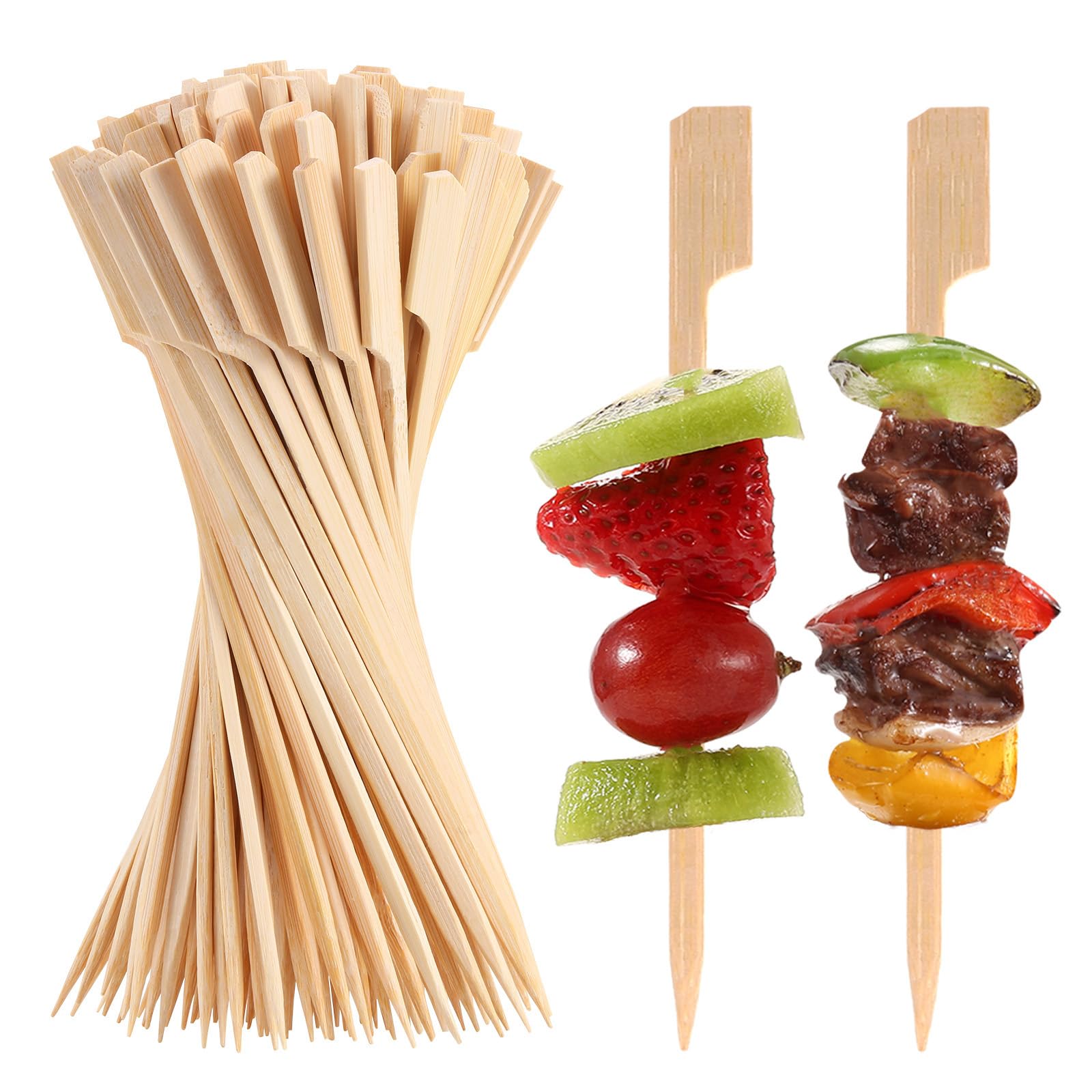 200 Pcs Bamboo Skewers for Appetizers, 9 cm Toothpicks Mini Charcuterie Cocktail Sticks Food Tooth Picks for Drinks, Desserts, Wedding, Party Fancy Toothpicks, Flat Paddle Decorative Board Supplies