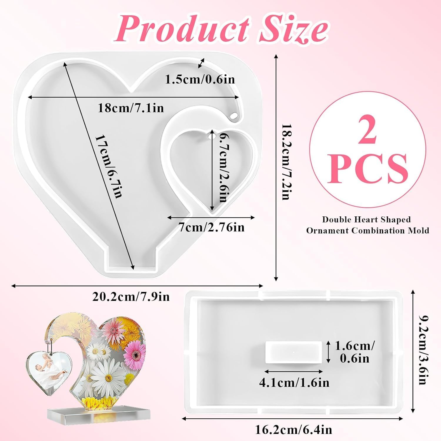 Grande stampo in silicone a nido d'ape, stampo in silicone a forma di cuore per colata di resina, stampo in resina epossidica per la conservazione dei fiori, artigianato in resina fai-da-te con