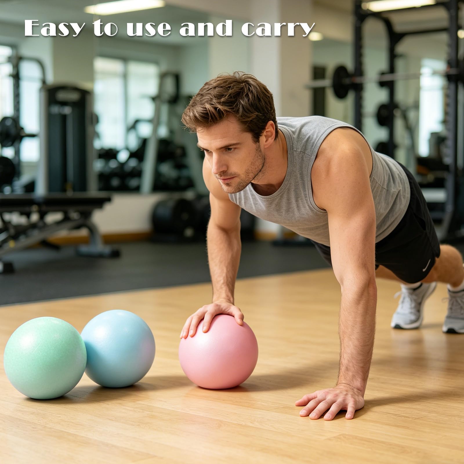 4 małe piłki do pilatesu, 25 cm, mała piłka gimnastyczna z dmuchawą, odporna na zużycie, wybuchowa, przyjazna dla skóry, piłka gimnastyczna do pilatesu i jogi, akcesoria do studia fitness, domu, biura