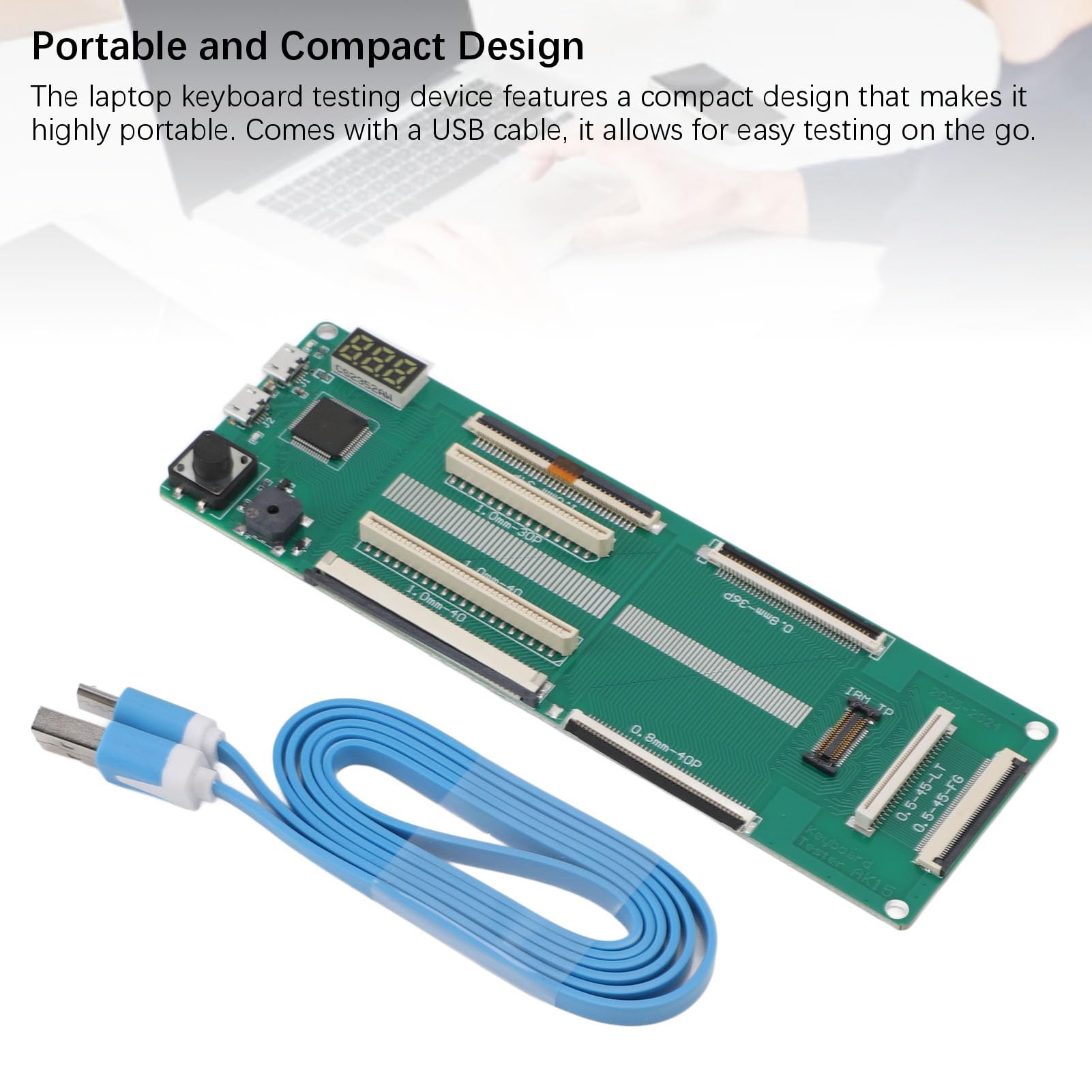 lyrlody Tester per Tastiera Portatile con Display Digitale, Dispositivo per Test Tastiera PCB con Cavo USB, Supporto Multiinterfaccia, Strumento Portatile per Tecnici di Officine Riparazioni