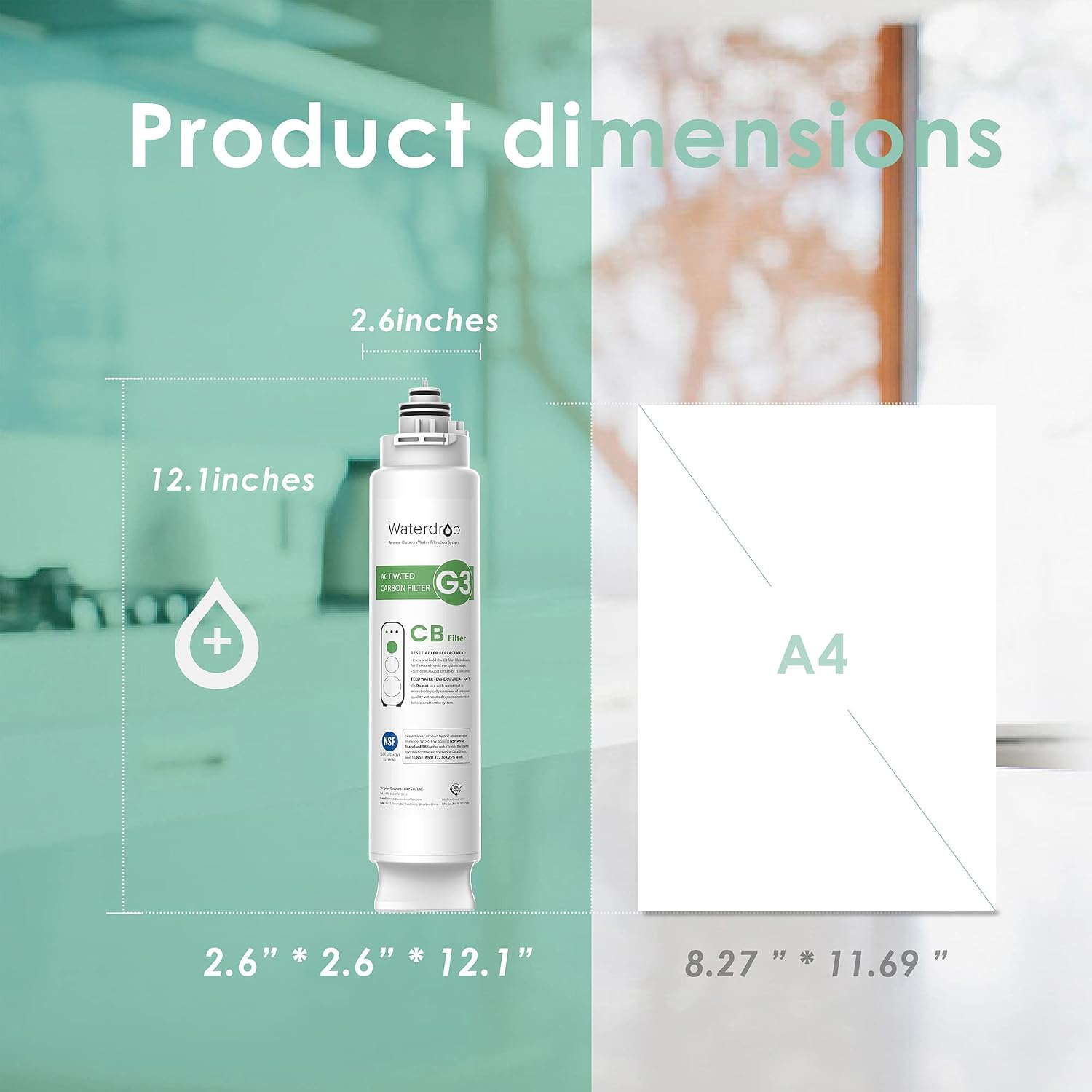 Waterdrop WD-G3-CB Filter, Replacement for WD-G3-W, WD-G3P600 and WD-G3P800-W Reverse Osmosis System, 1-year Lifetime, New Logo Design