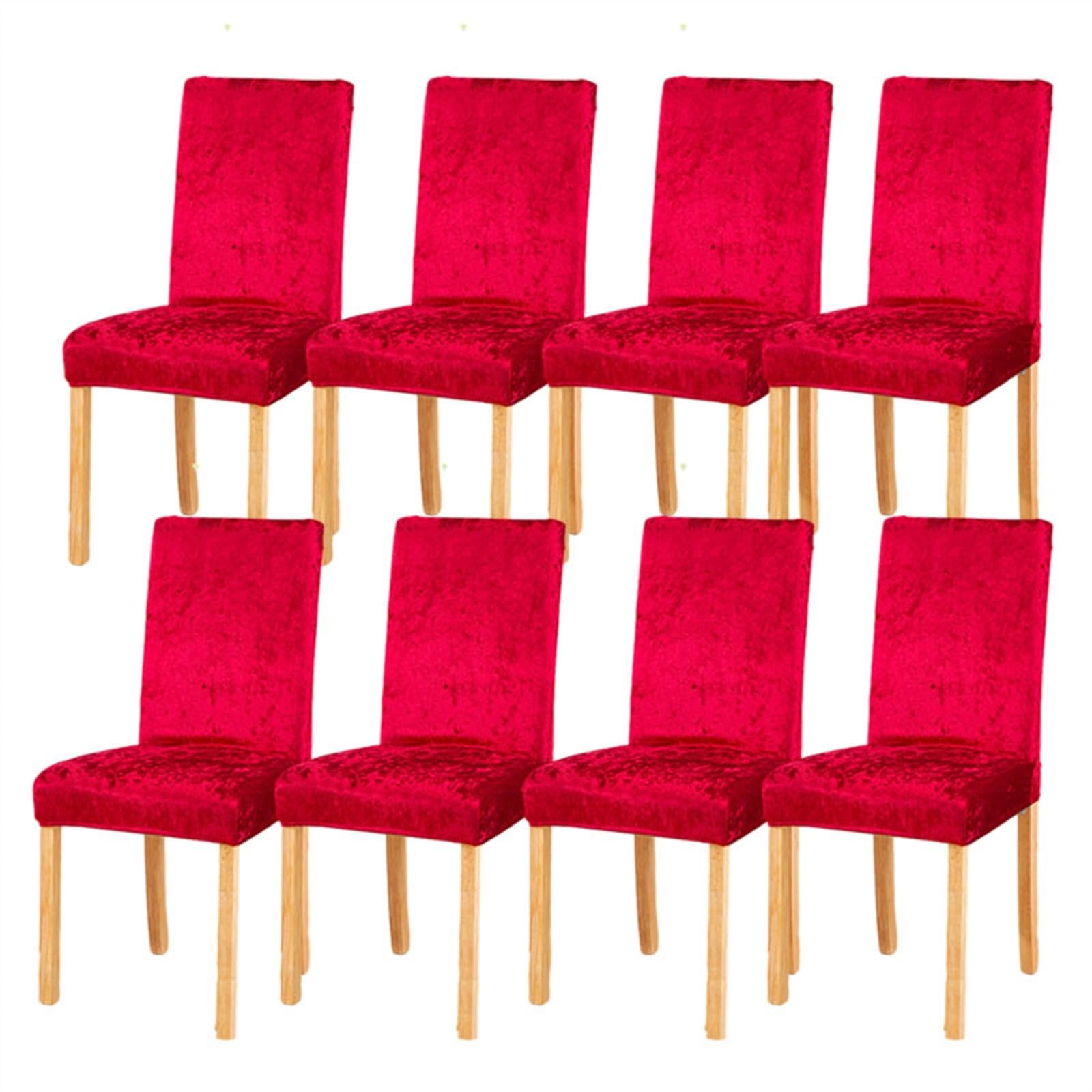 Chair covers, Crushed Velvet Dining Chair Covers,Stretch Removable Washable Dining Chair Slipcover Super Soft Protector for Seat Covers for Wedding Party Dining Room Home Decor (Color : Pink, Size : 8