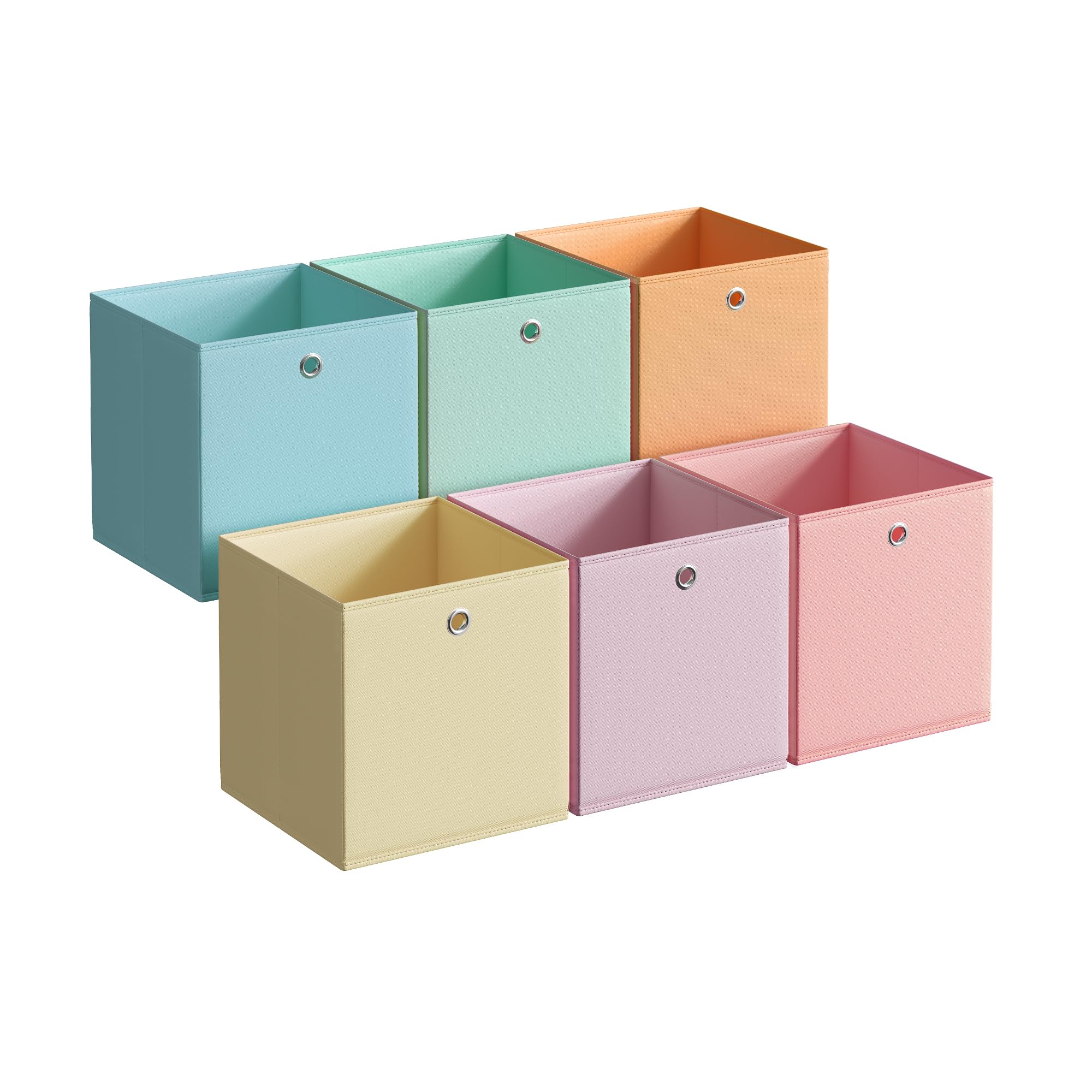 Songmics Multi-Color 1 Storage Cubes, Set Of 6 Collapsible Storage Boxes, 26 X 26 X 28 Cm, Fit Cube Storage Unit, Rainbow Storage Bins, Colourful Fabric Bins For Bedroom, Living Room Rfb226x01