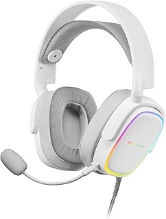 Mars Gaming MHAX Bianco, Cuffie Multipiattaforma RGB+Mic Rimovibile, 53mm HIFI