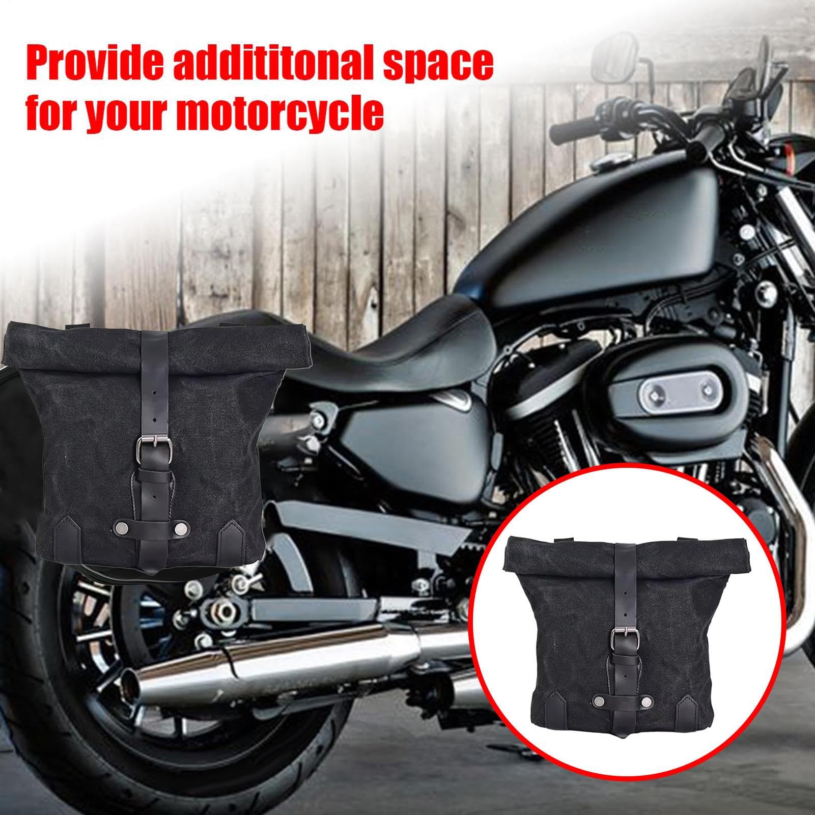 Borsa In Tela Cerata Vintage Retrò Per Moto - Custodia Laterale Impermeabile Per Attrezzi, Sella e Forcella