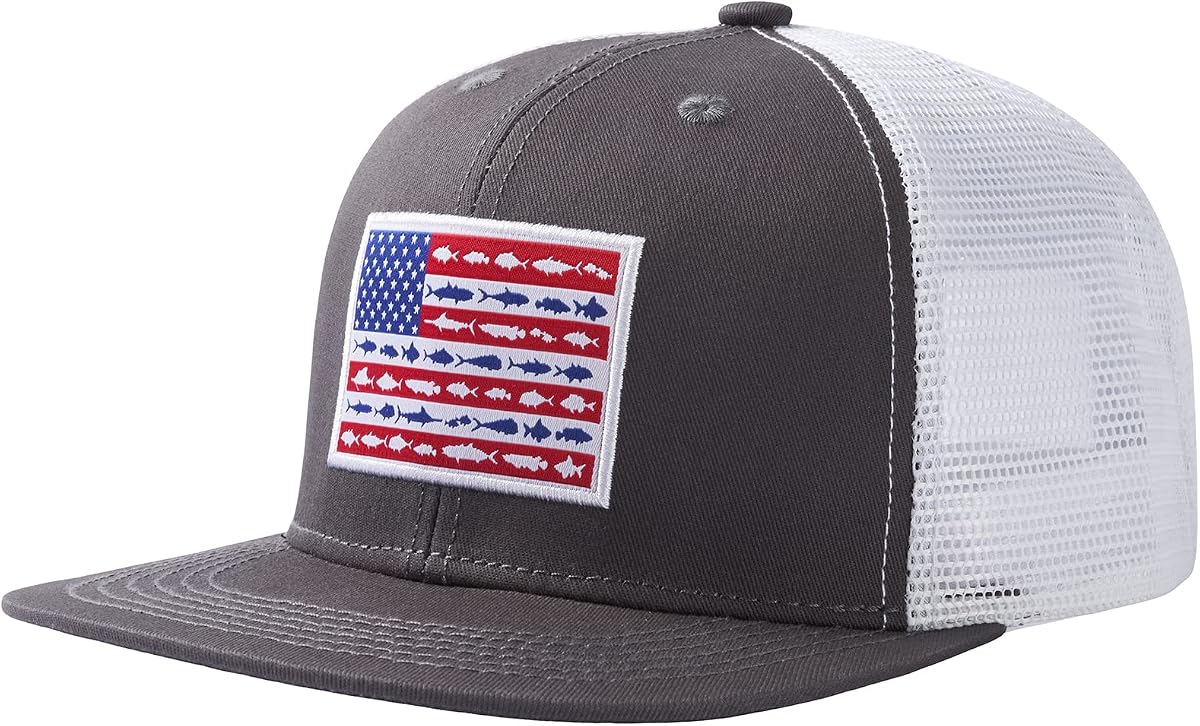BASSDASH Flat Brim Trucker Cap Adjustable Snapback Hat Mesh Back for Men Women